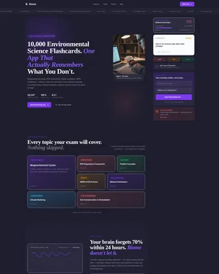 Environmental Science Flashcard App Landing Page