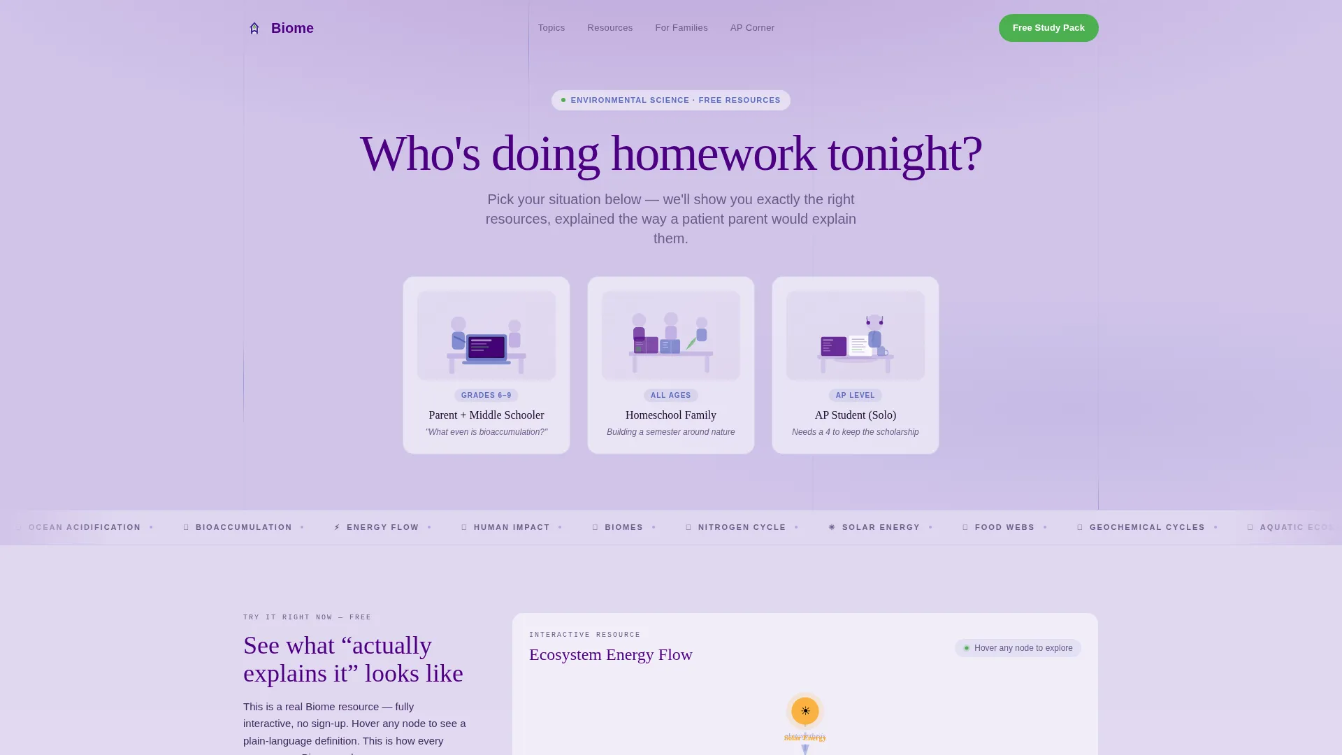 Environmental Science Homework Help Landing Page