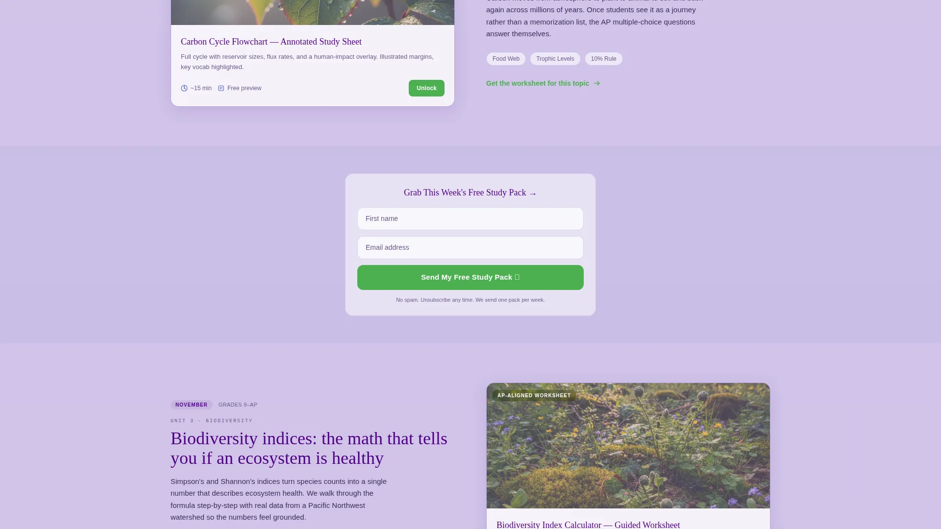 Environmental Science Homework Help Landing Page