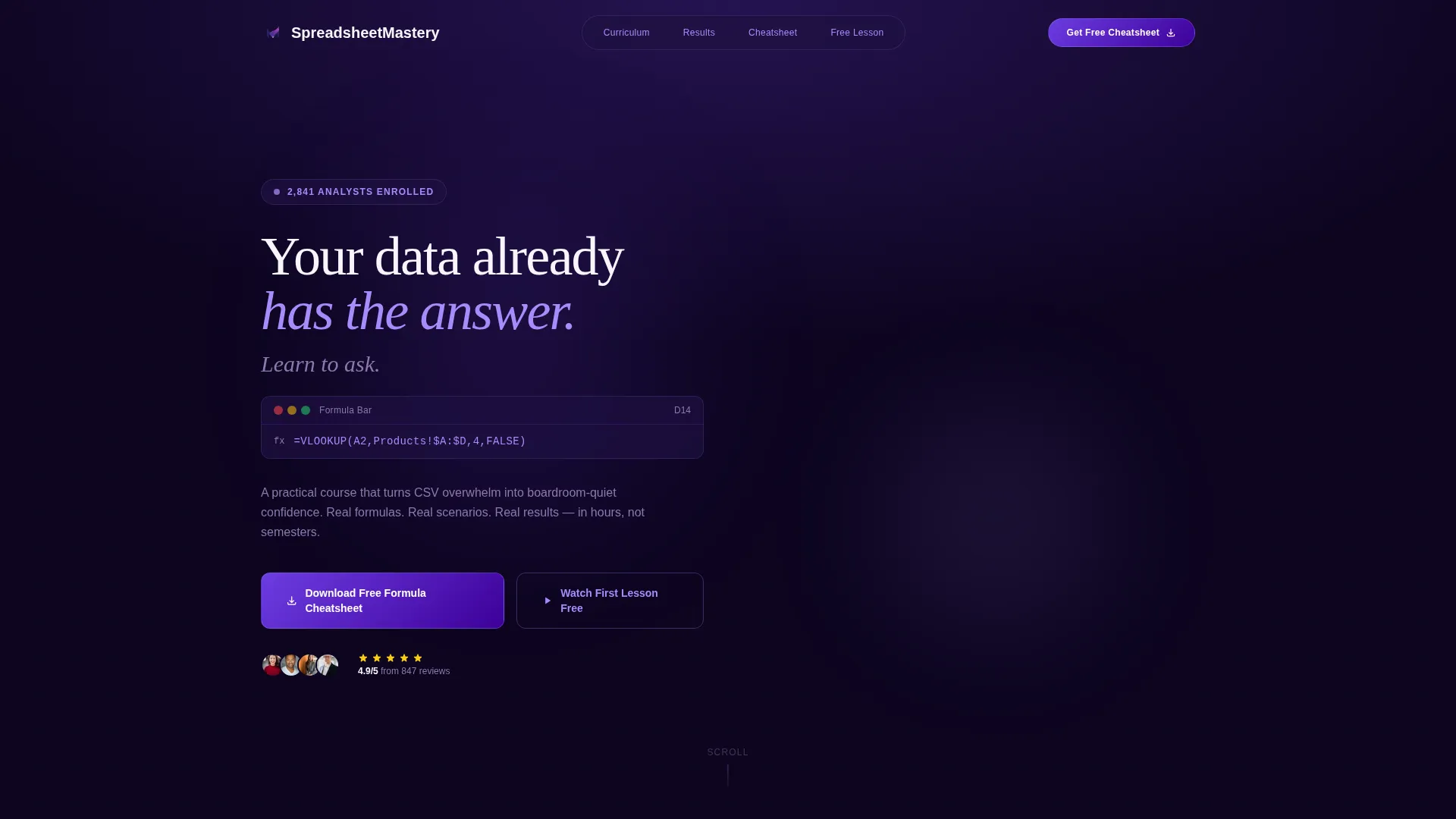Powerful Excel Landing Page Template