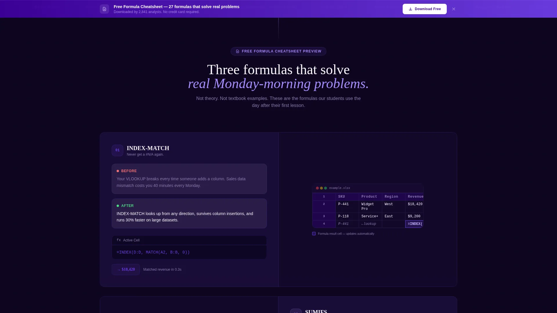 Powerful Excel Landing Page Template