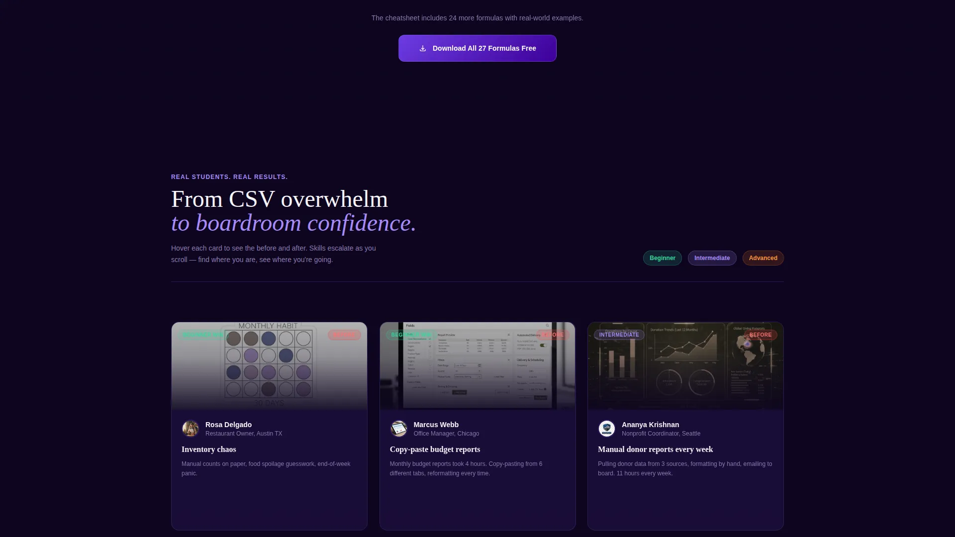 Powerful Excel Landing Page Template