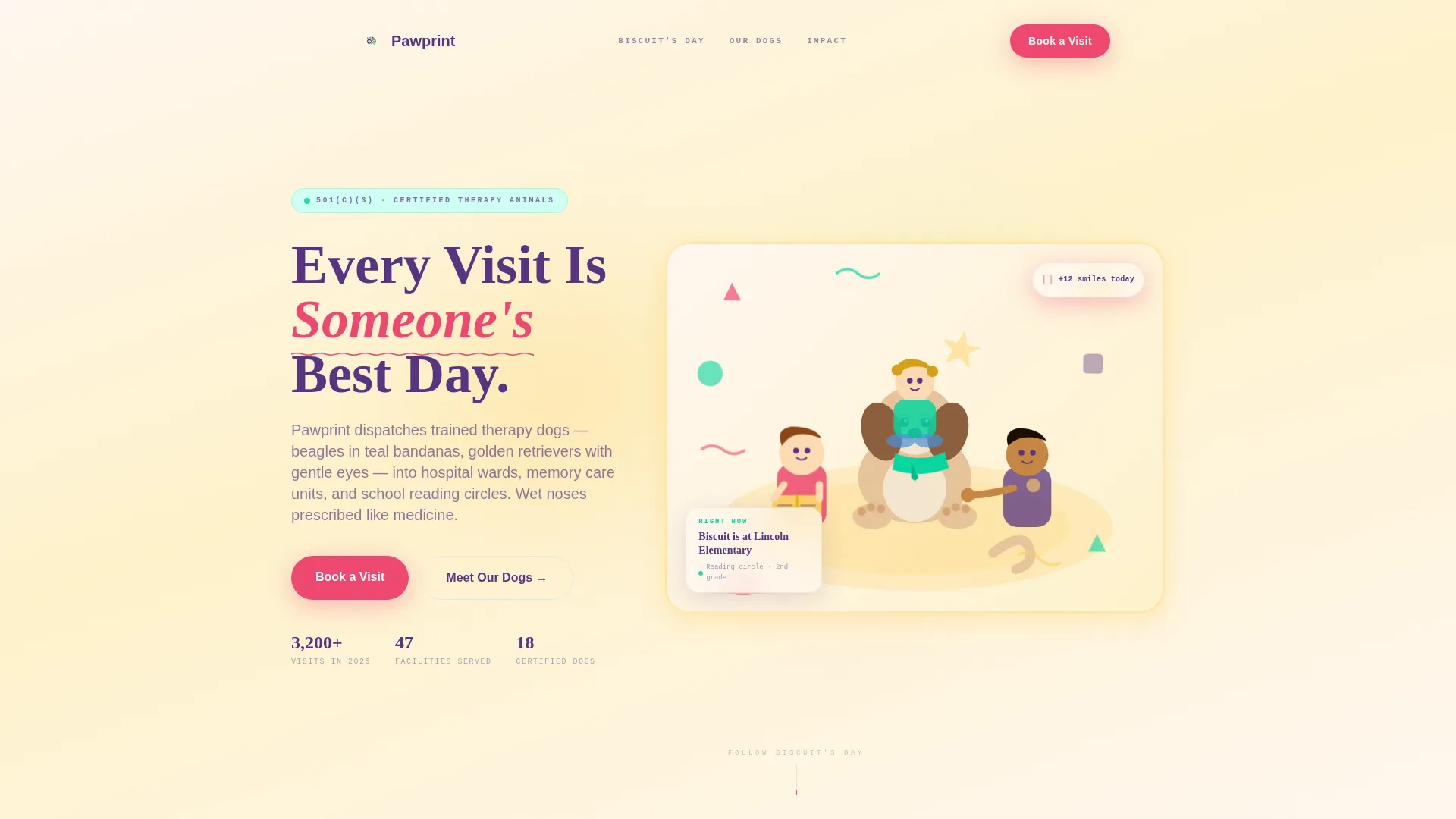 Therapy Dog Organization Landing Page Template