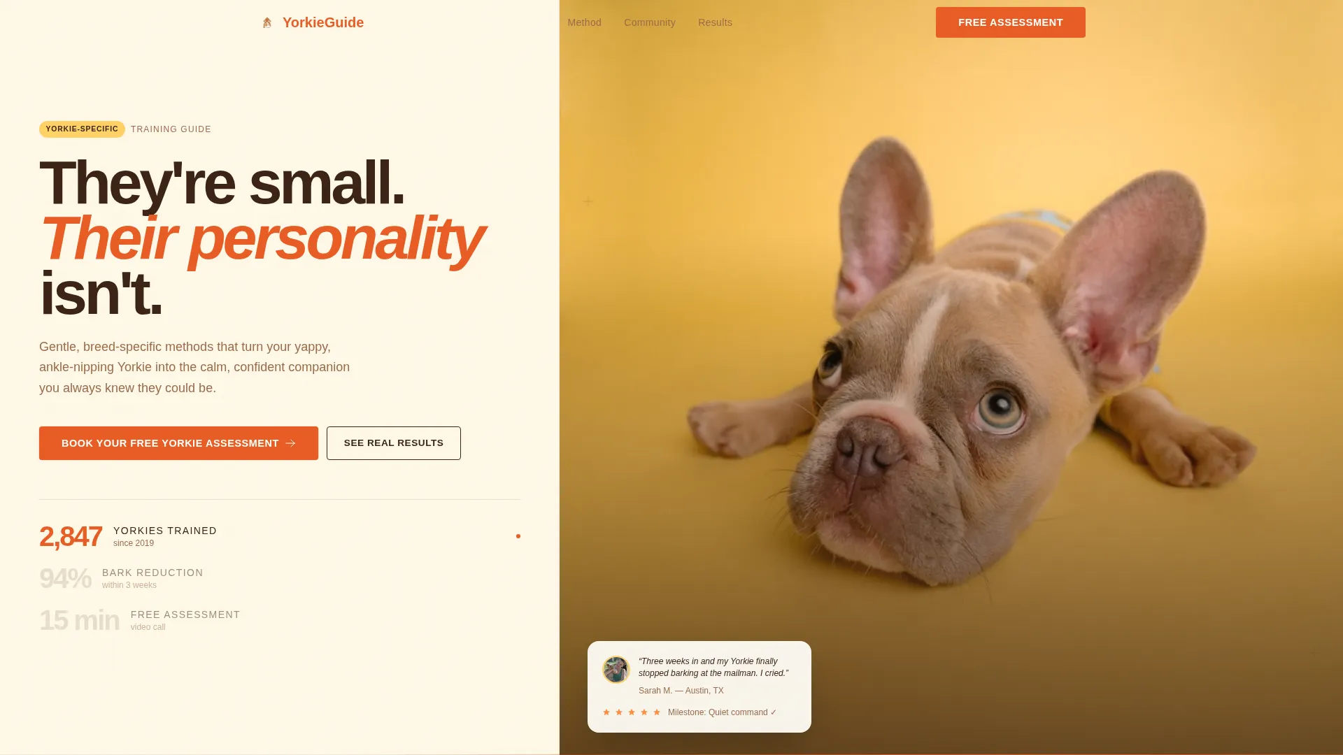 Training Landing Page Template for Pet Coaches