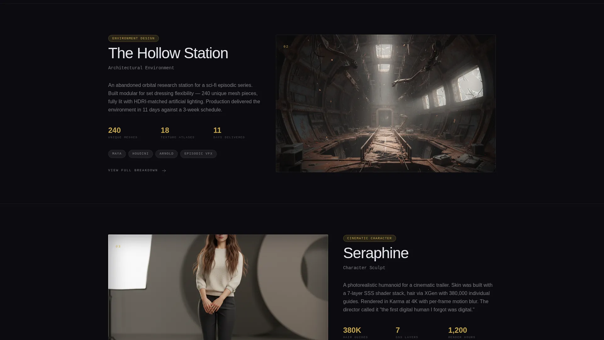 Immersive 3D Artist Portfolio Landing Page Template