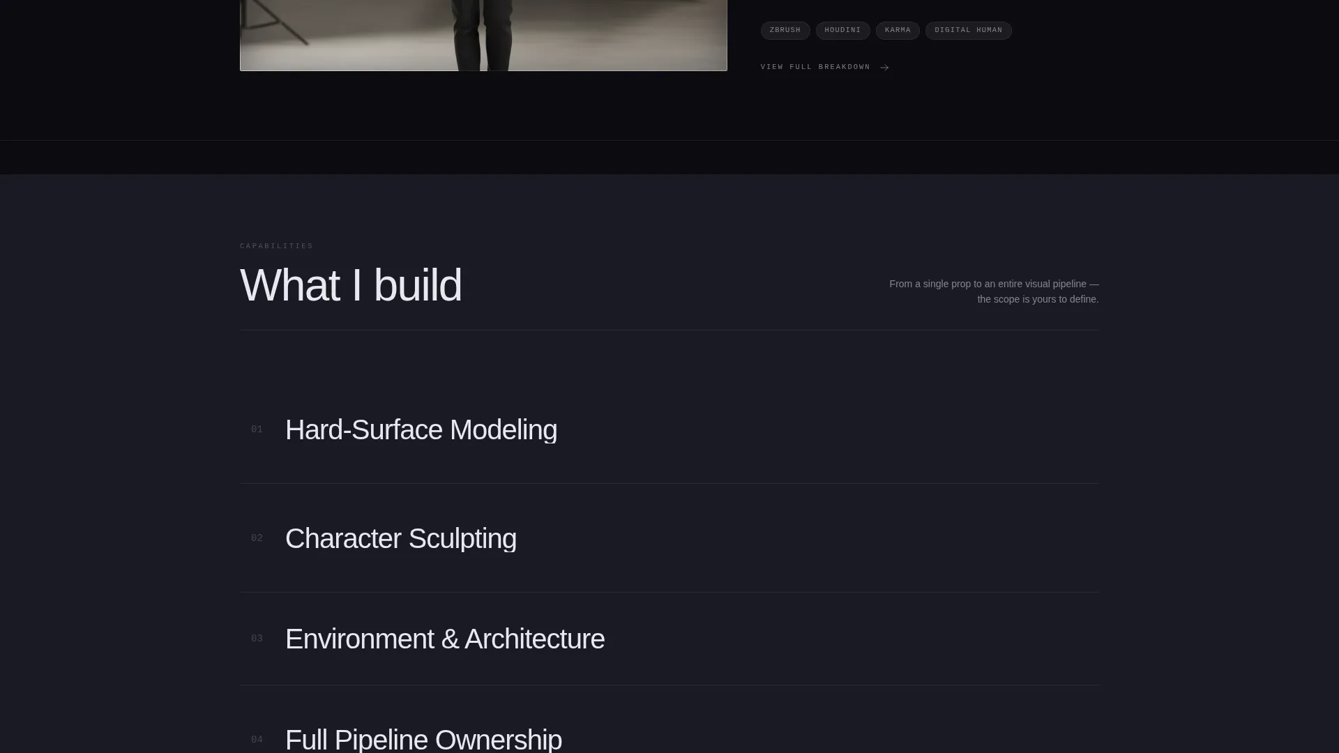 Immersive 3D Artist Portfolio Landing Page Template