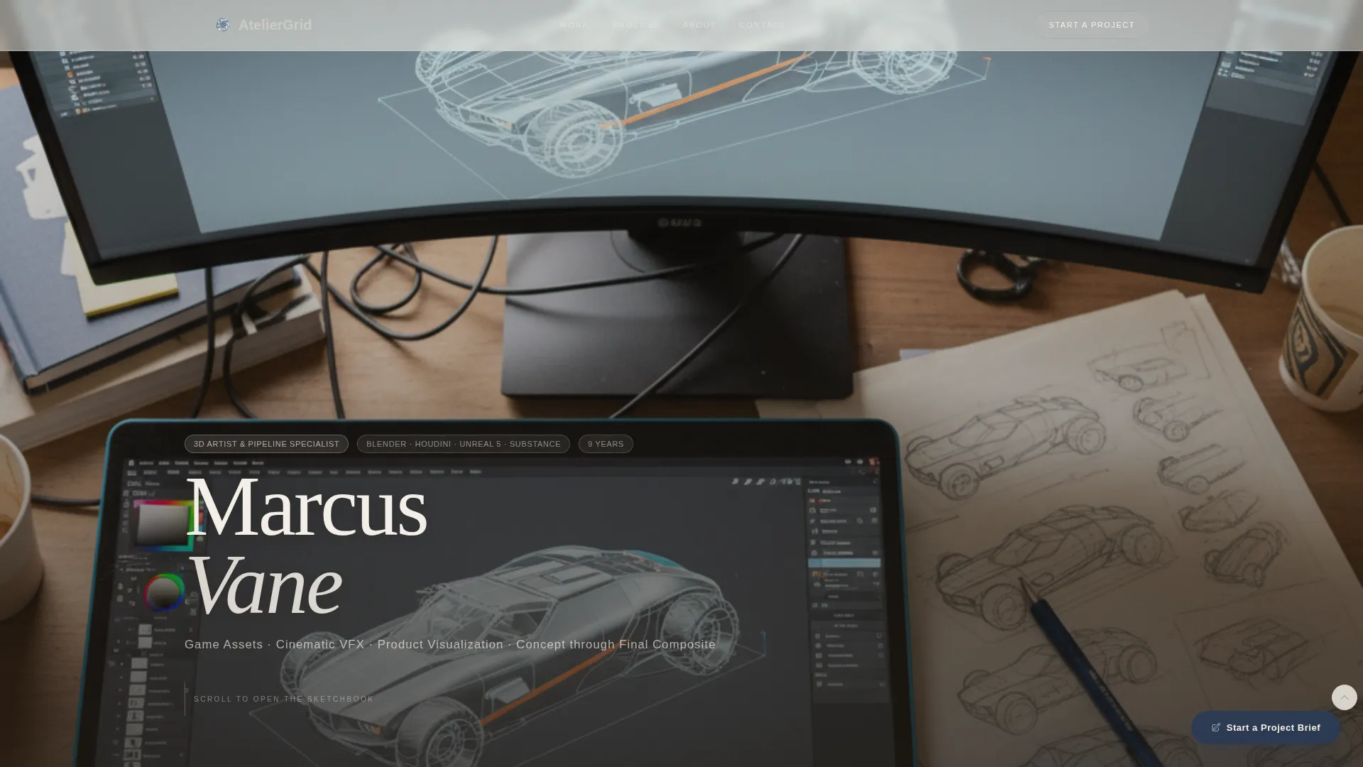 Bento Grid 3D Artist Portfolio Landing Page