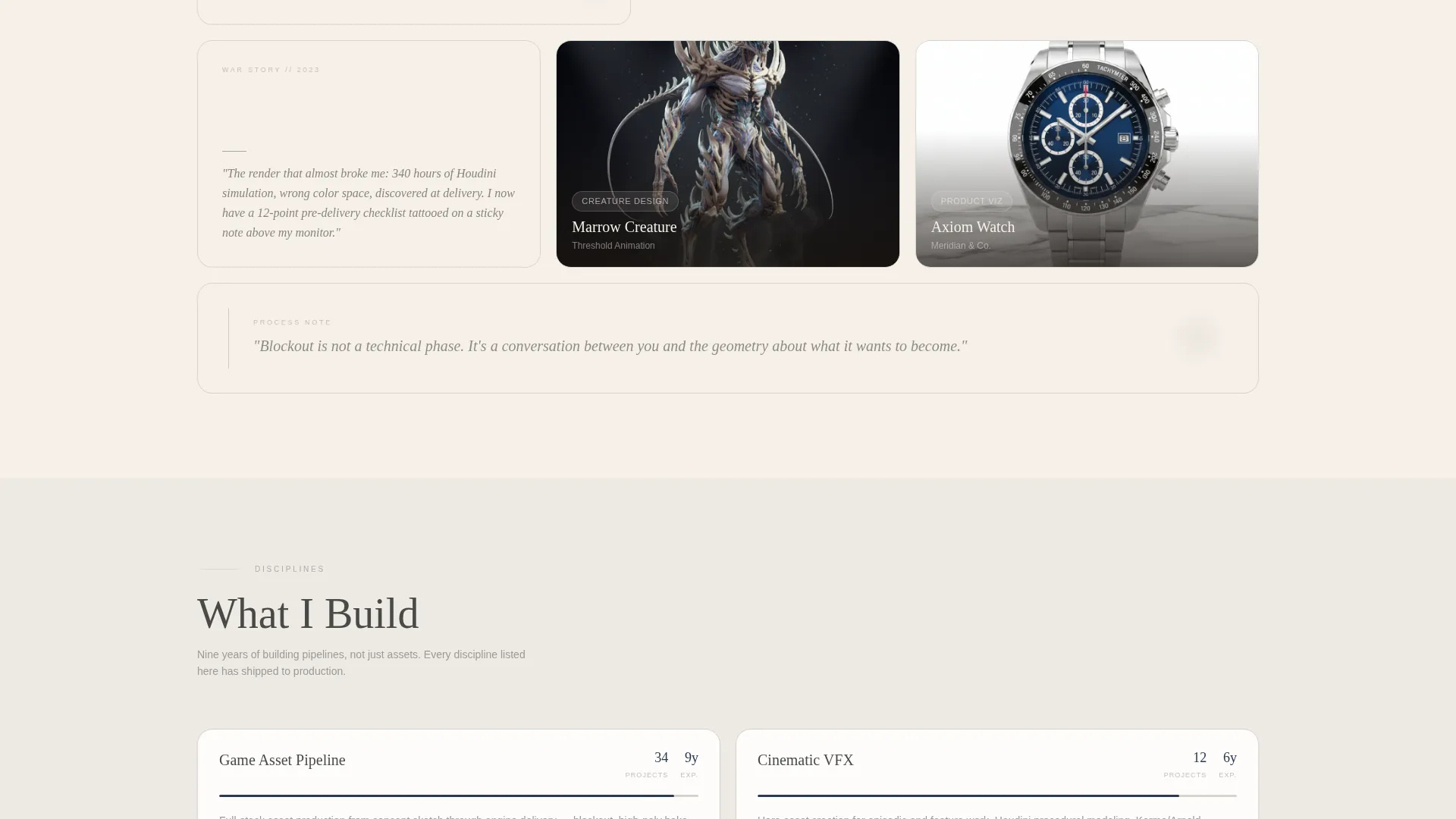 Bento Grid 3D Artist Portfolio Landing Page