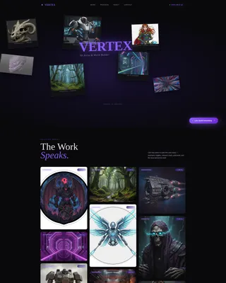 Dark Immersive 3D Artist Portfolio Landing Page