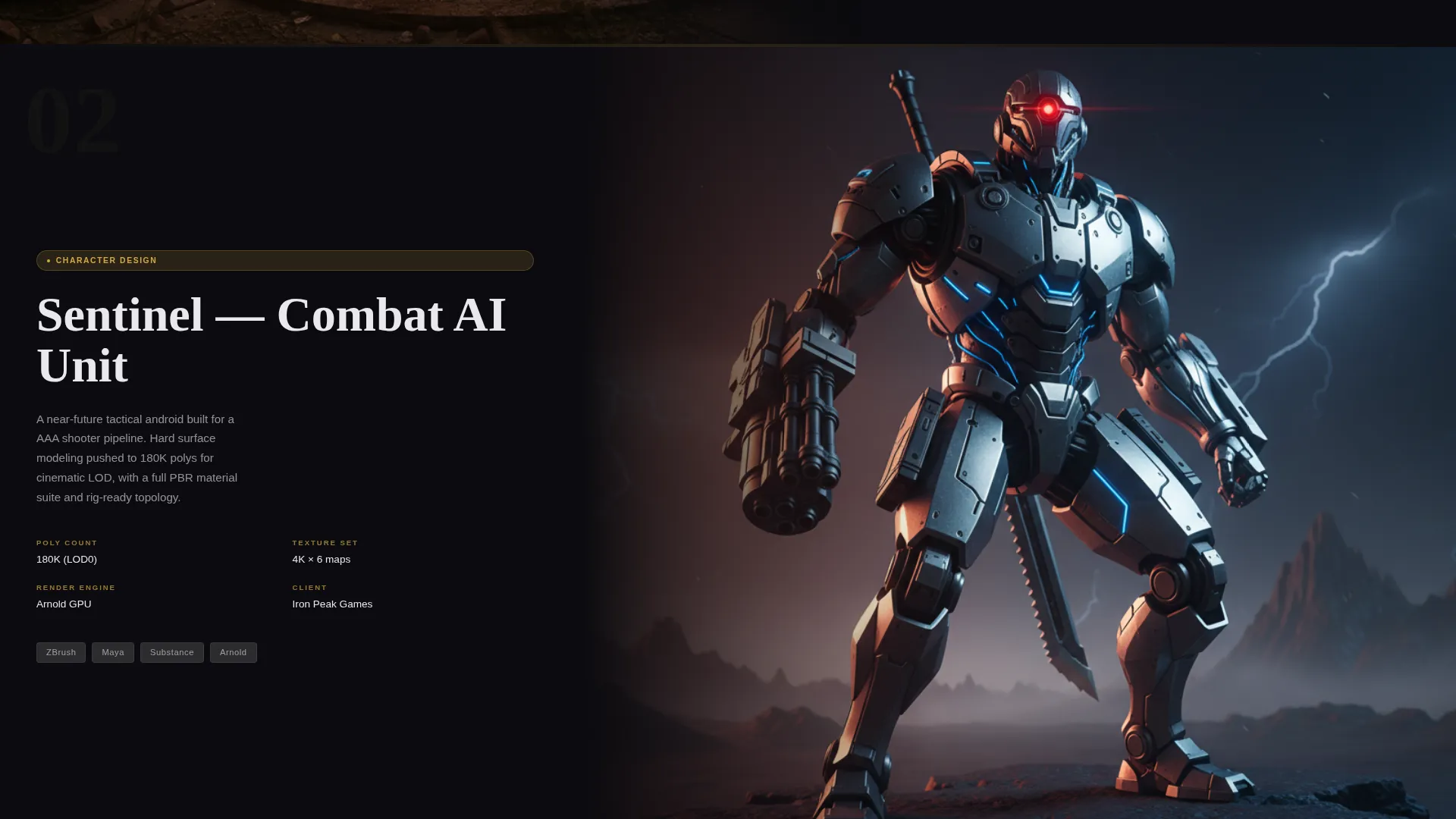 Cinematic 3D Artist Portfolio Landing Page Template