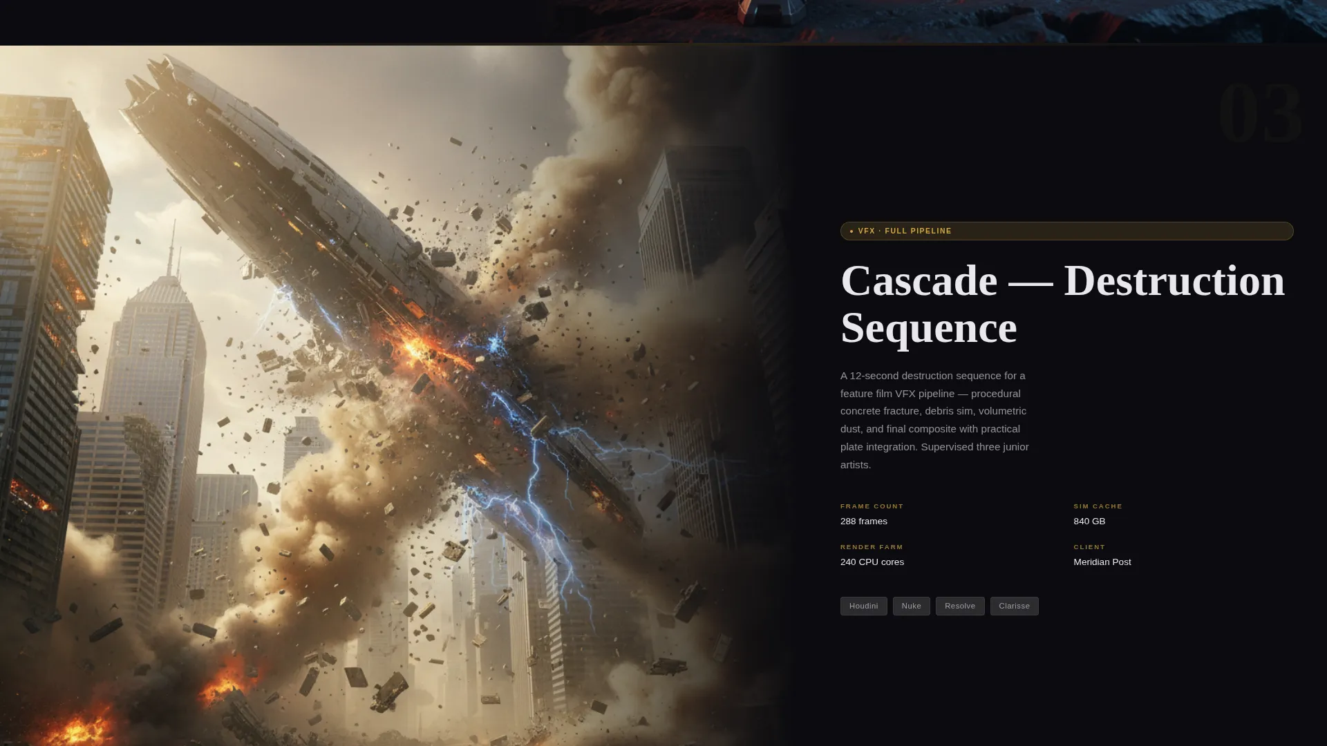 Cinematic 3D Artist Portfolio Landing Page Template