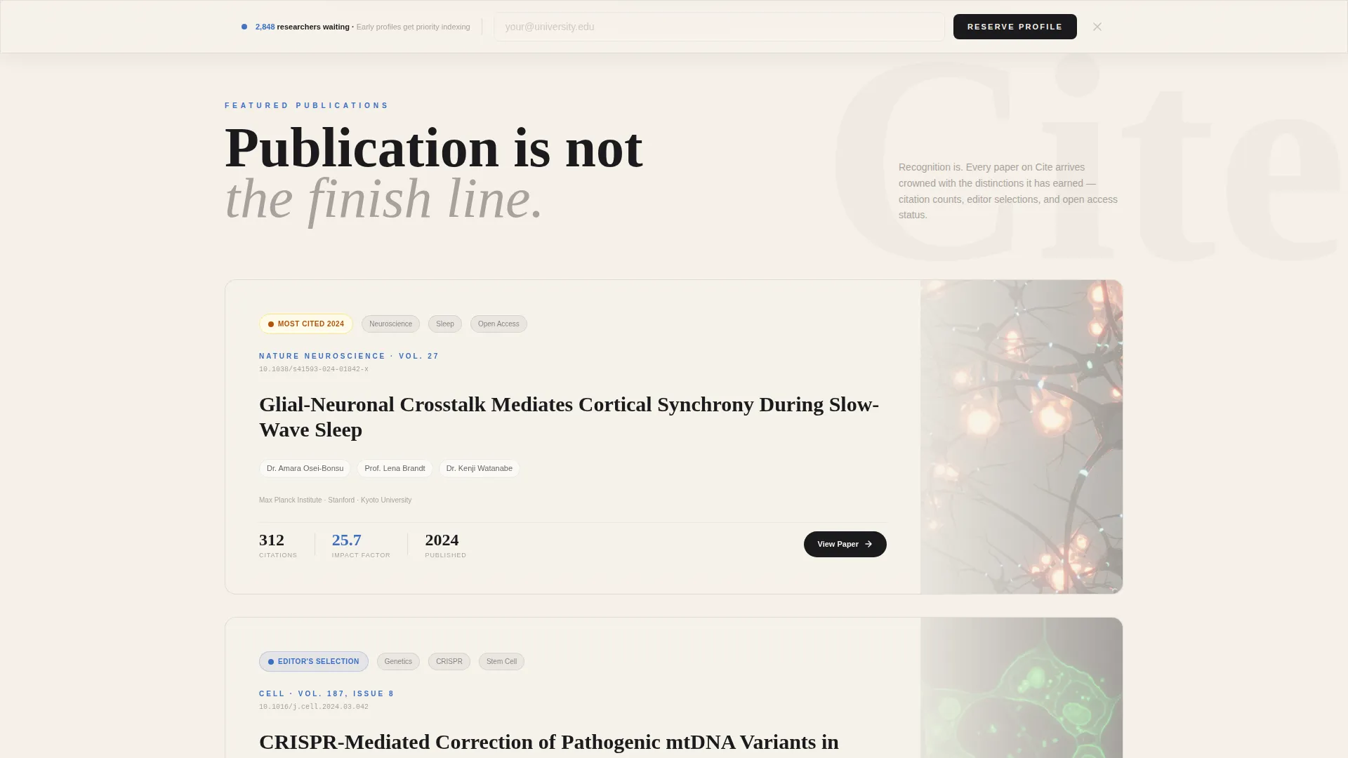 Prestigious Academic Publication Landing Page Template