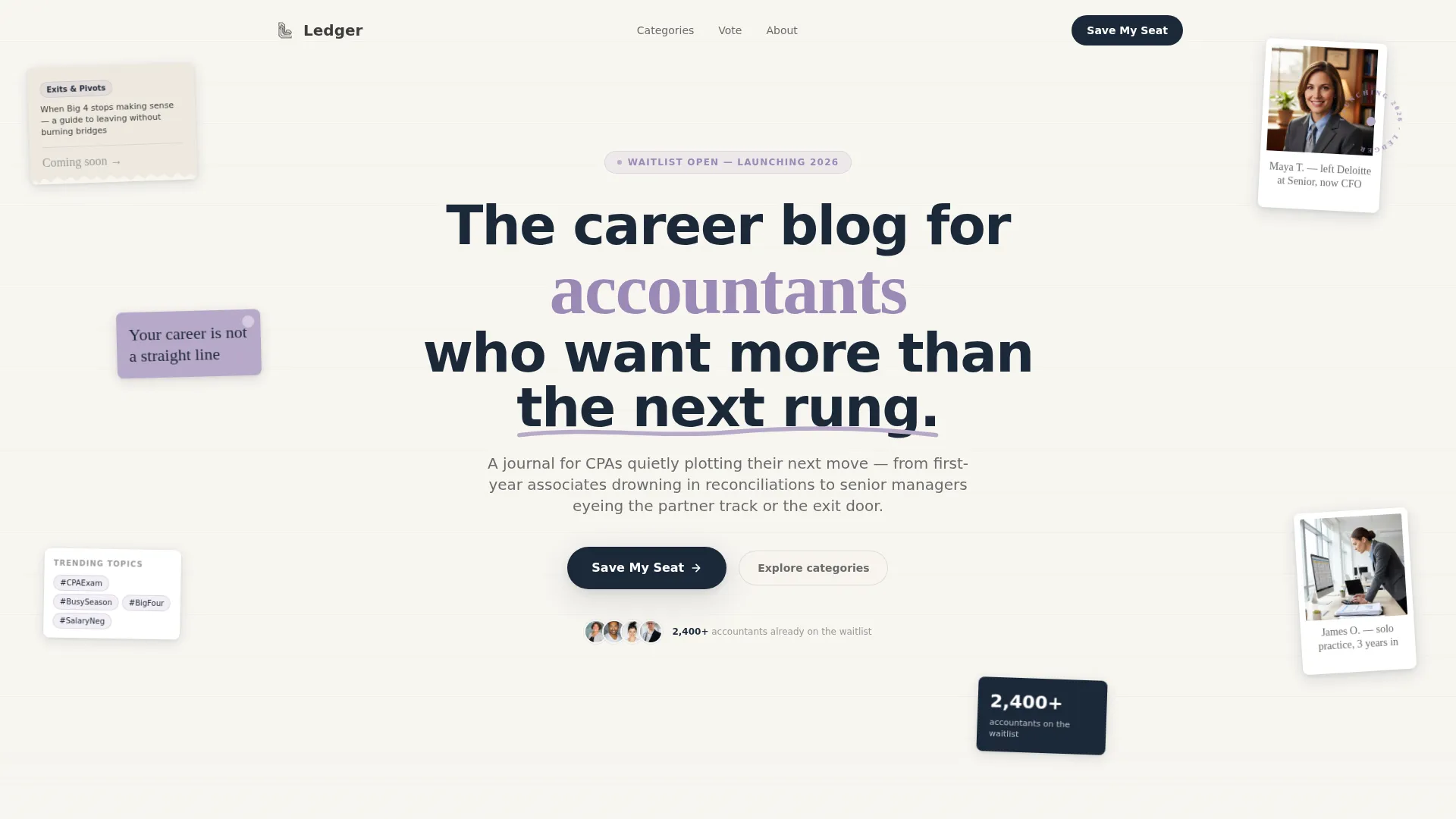 Accountant Career Blog Landing Page Template