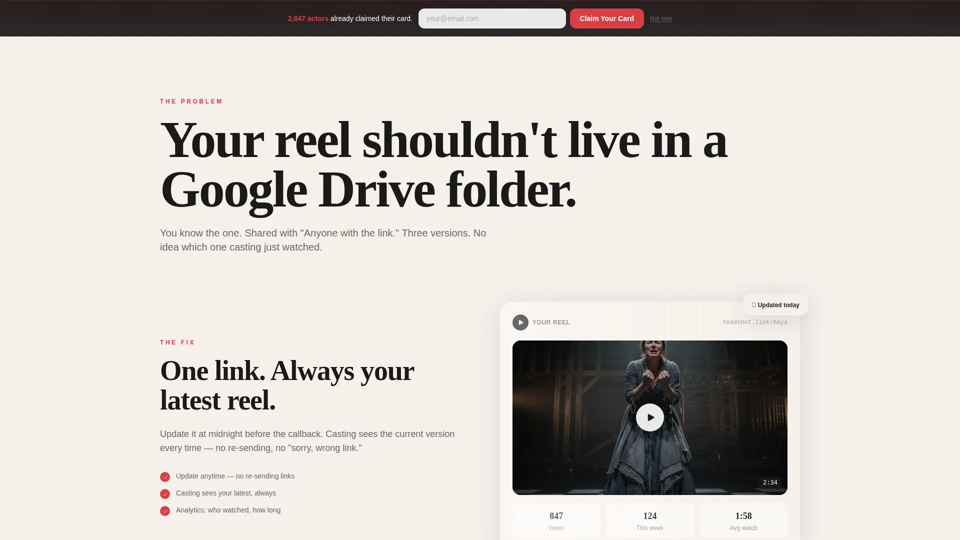 Actor Digital Business Card Landing Page Template