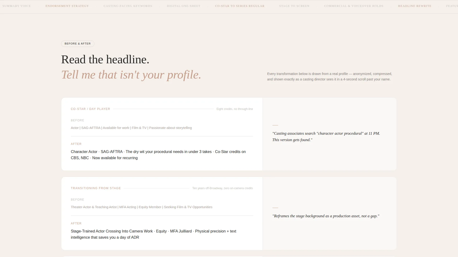 Cinematic Actorprofile Landing Page Template