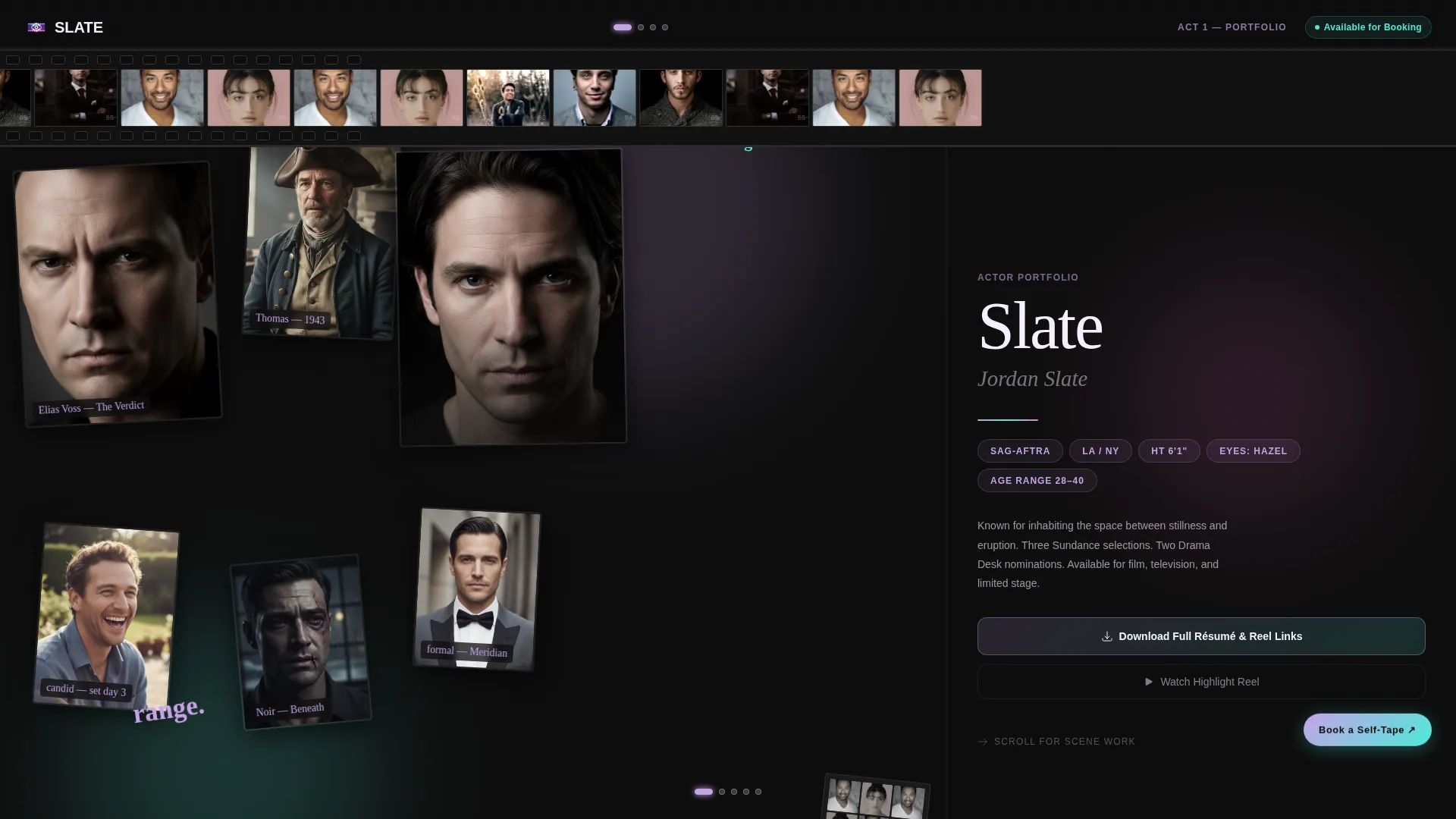 Iridescent Actor Portfolio Landing Page Template
