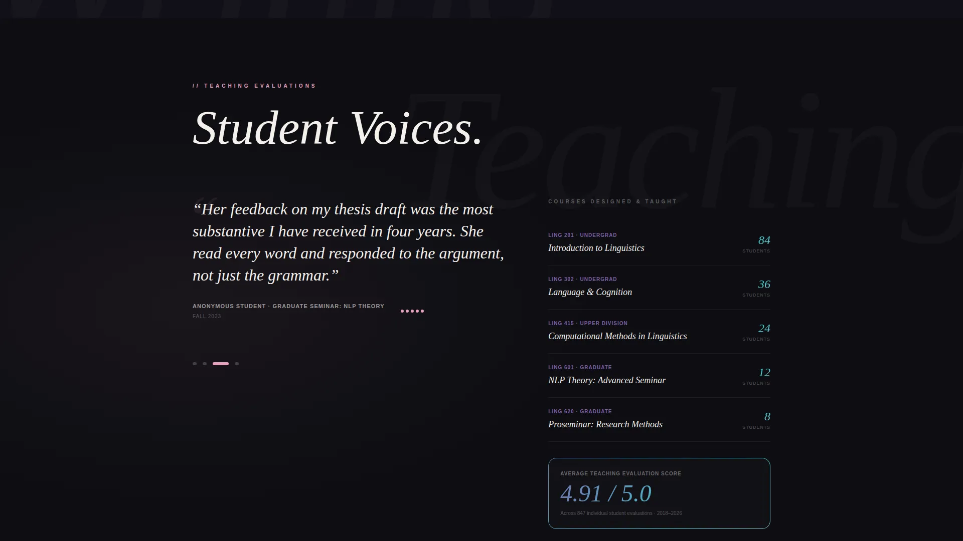 Professor Portfolio Landing Page Template