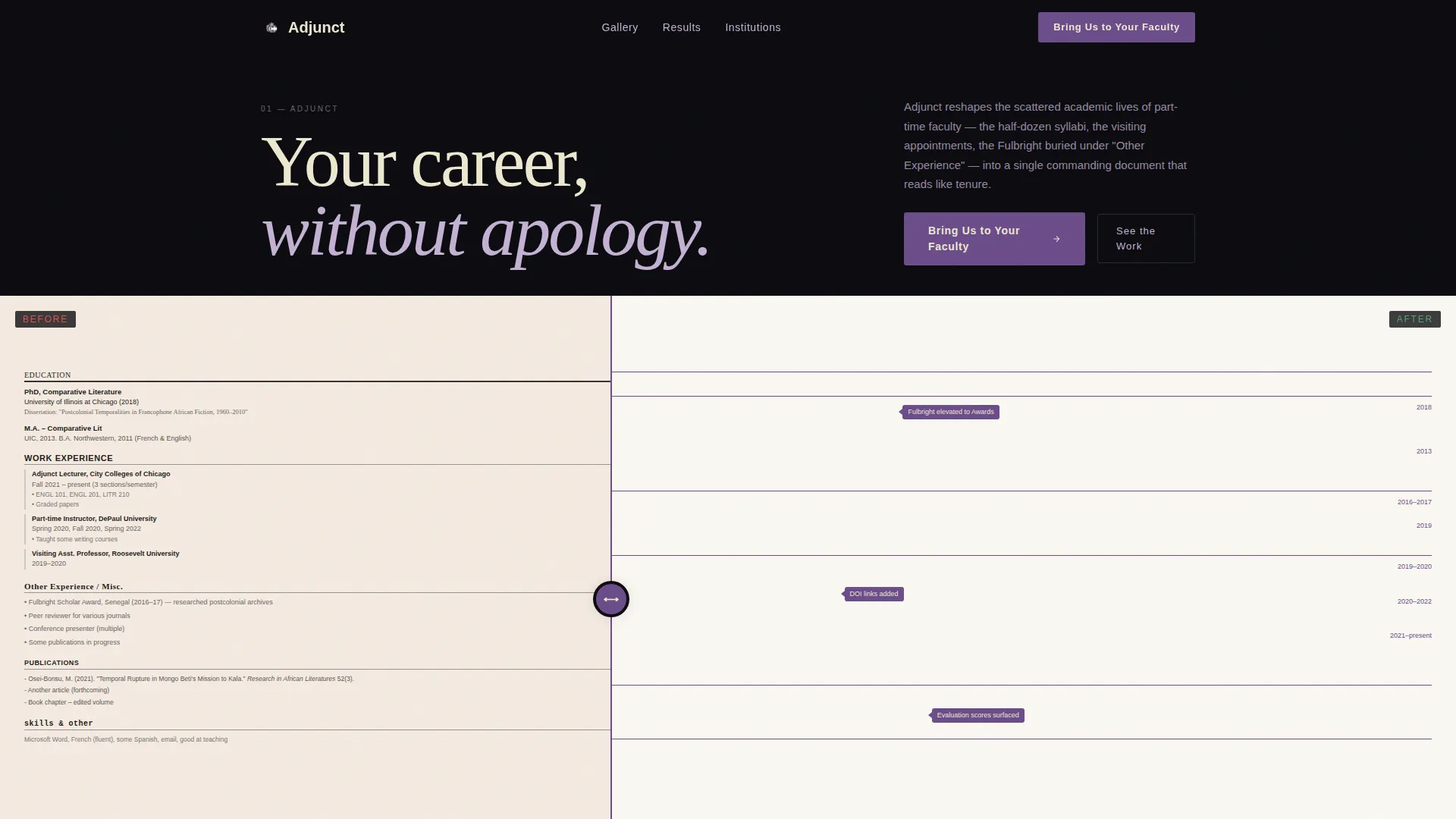Professor CV Service Landing Page Template