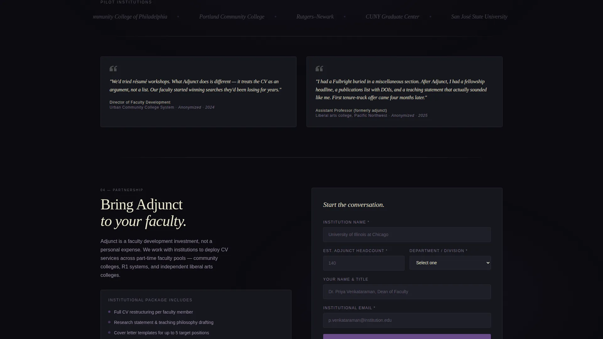 Professor CV Service Landing Page Template