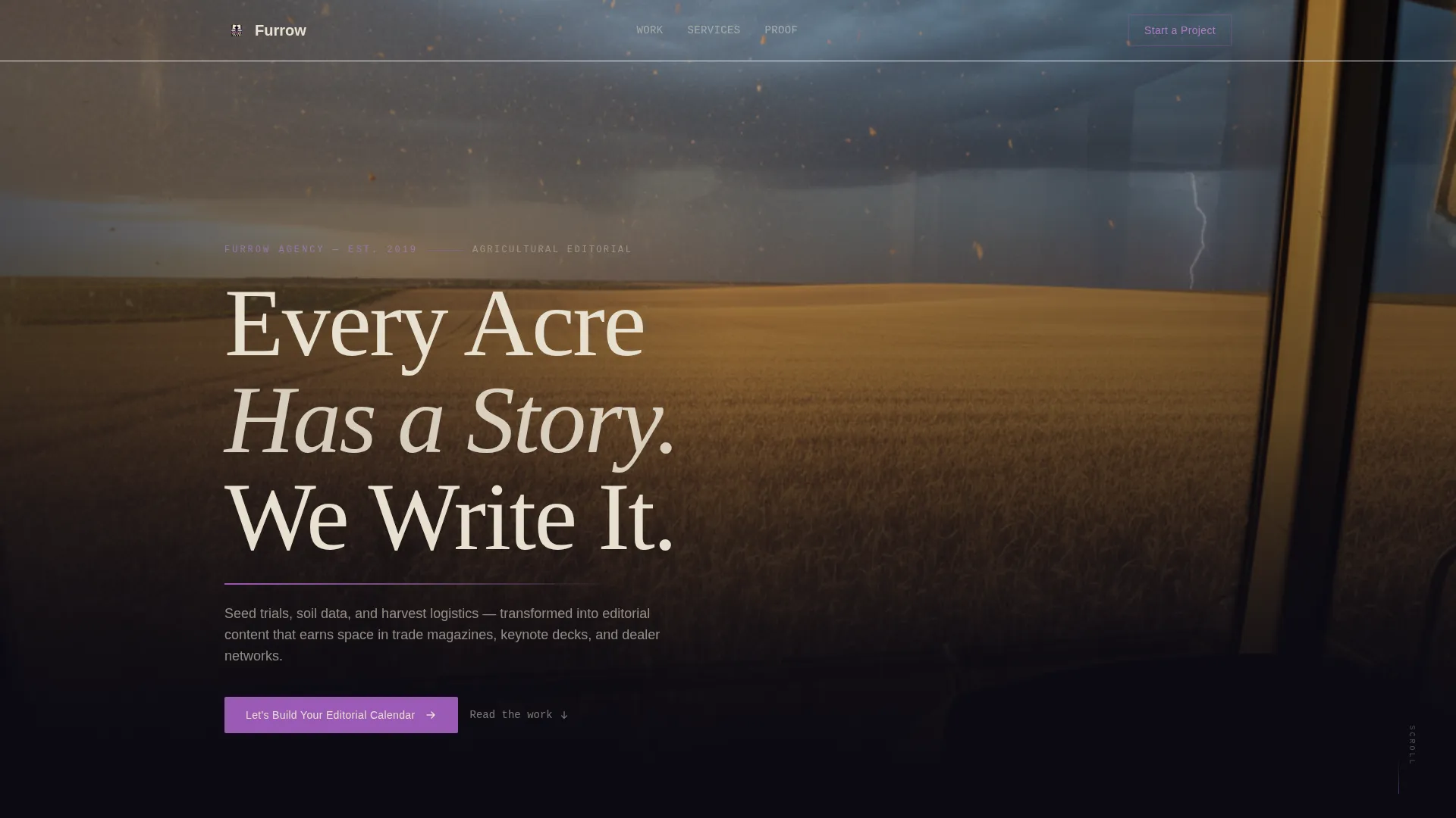 Agriculture Content Marketing Agency Landing Page