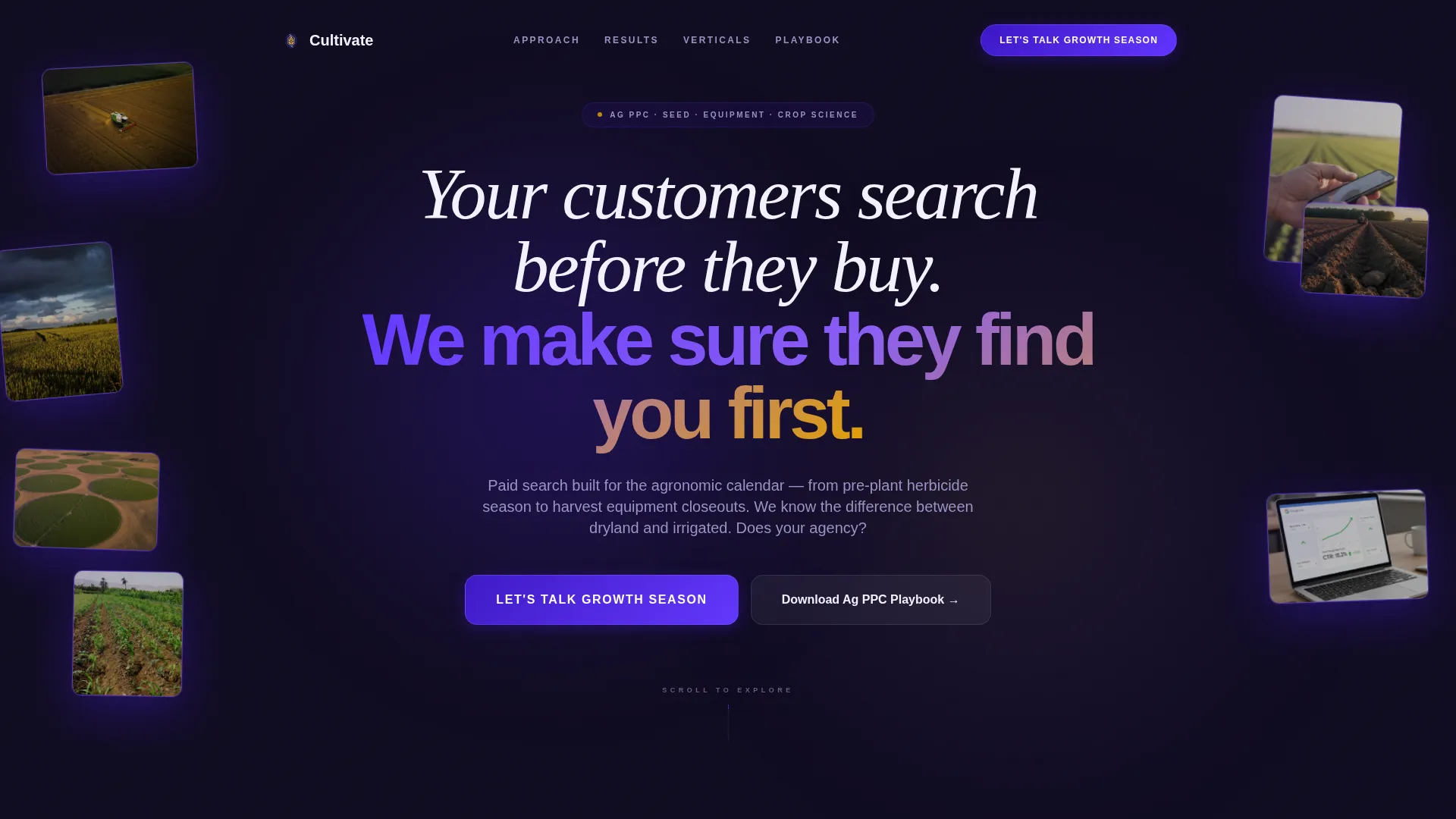 Agriculture PPC Agency Bento Grid Landing Page