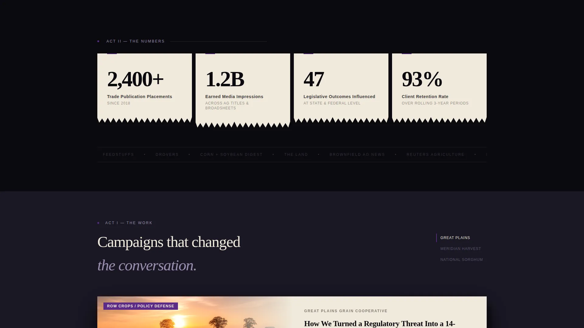 Agriculture PR Agency Landing Page Template