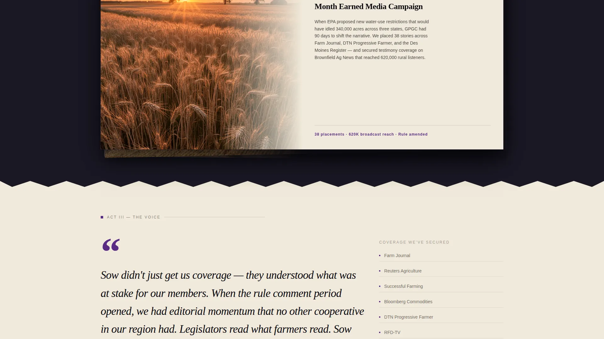 Agriculture PR Agency Landing Page Template