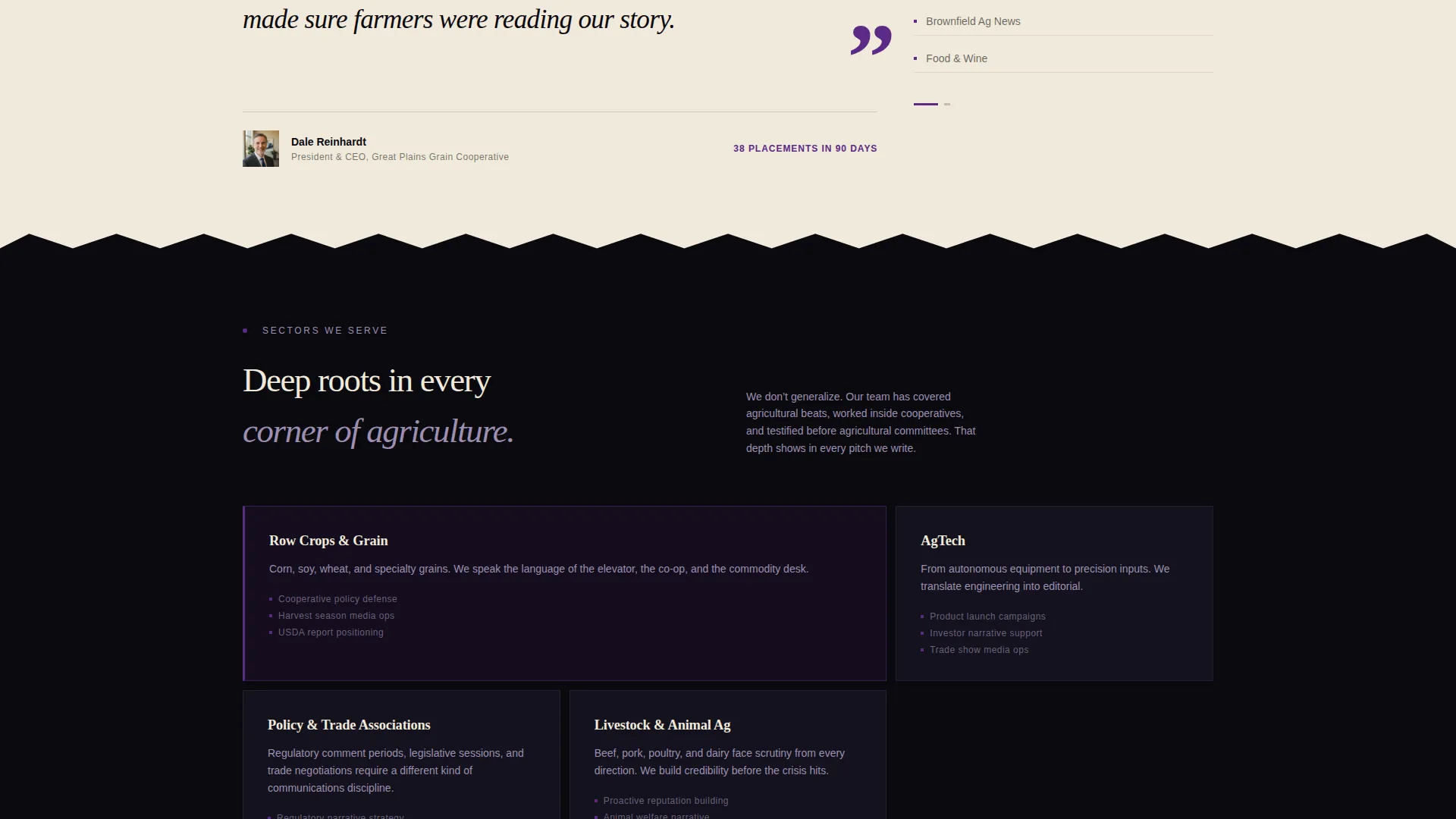 Agriculture PR Agency Landing Page Template