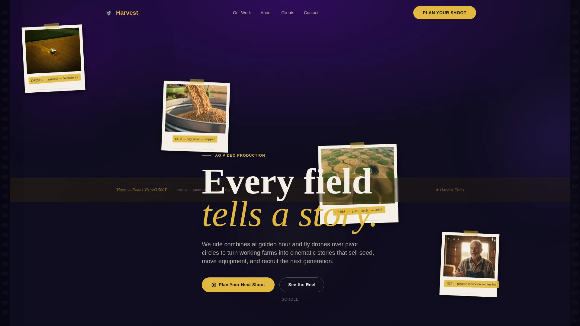 Cinematic Agriculture Video Agency Landing Page