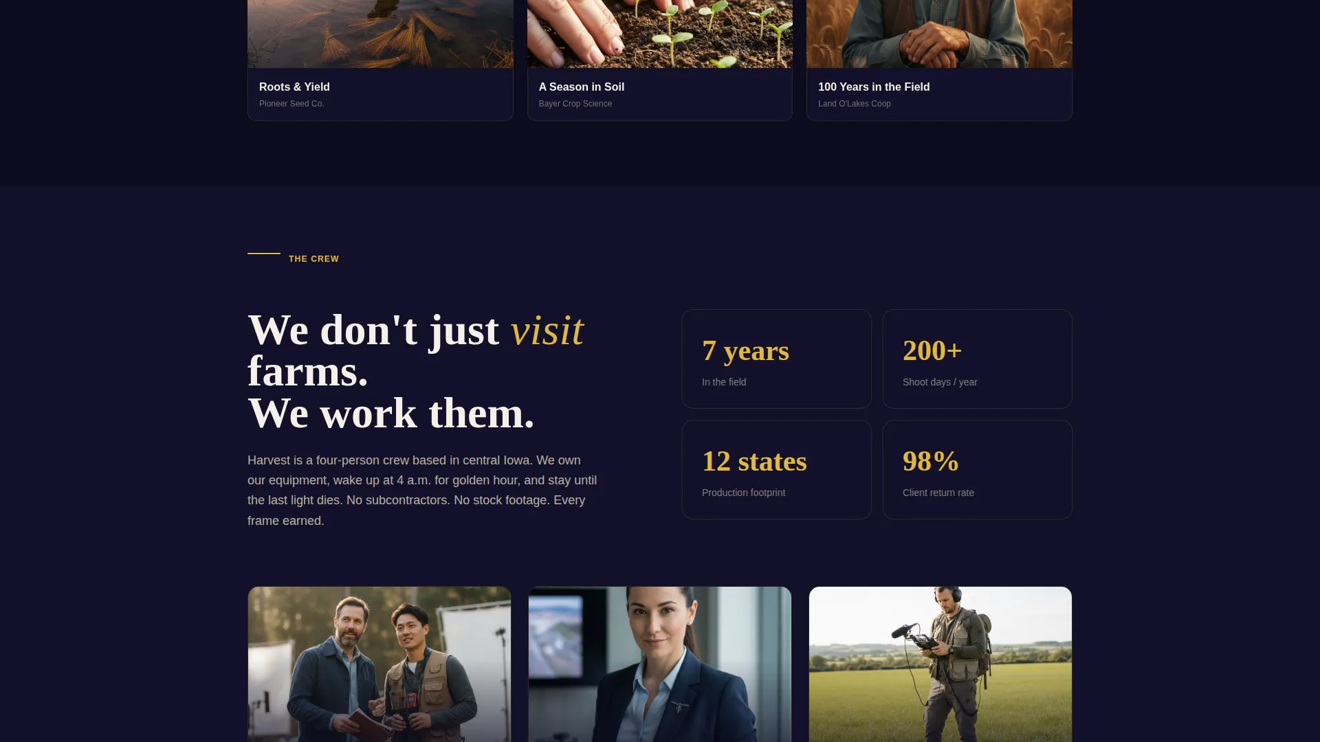 Cinematic Agriculture Video Agency Landing Page