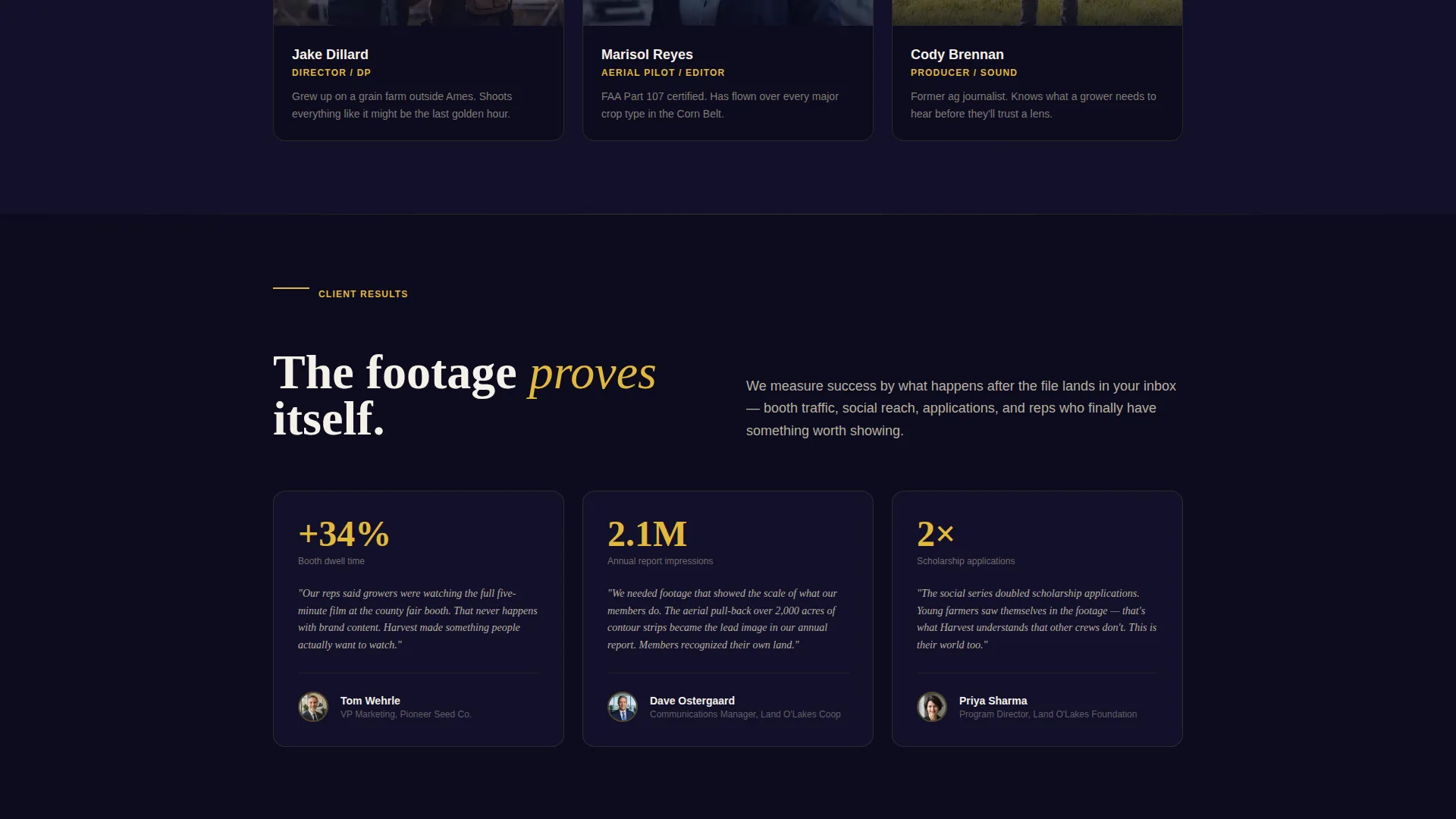 Cinematic Agriculture Video Agency Landing Page