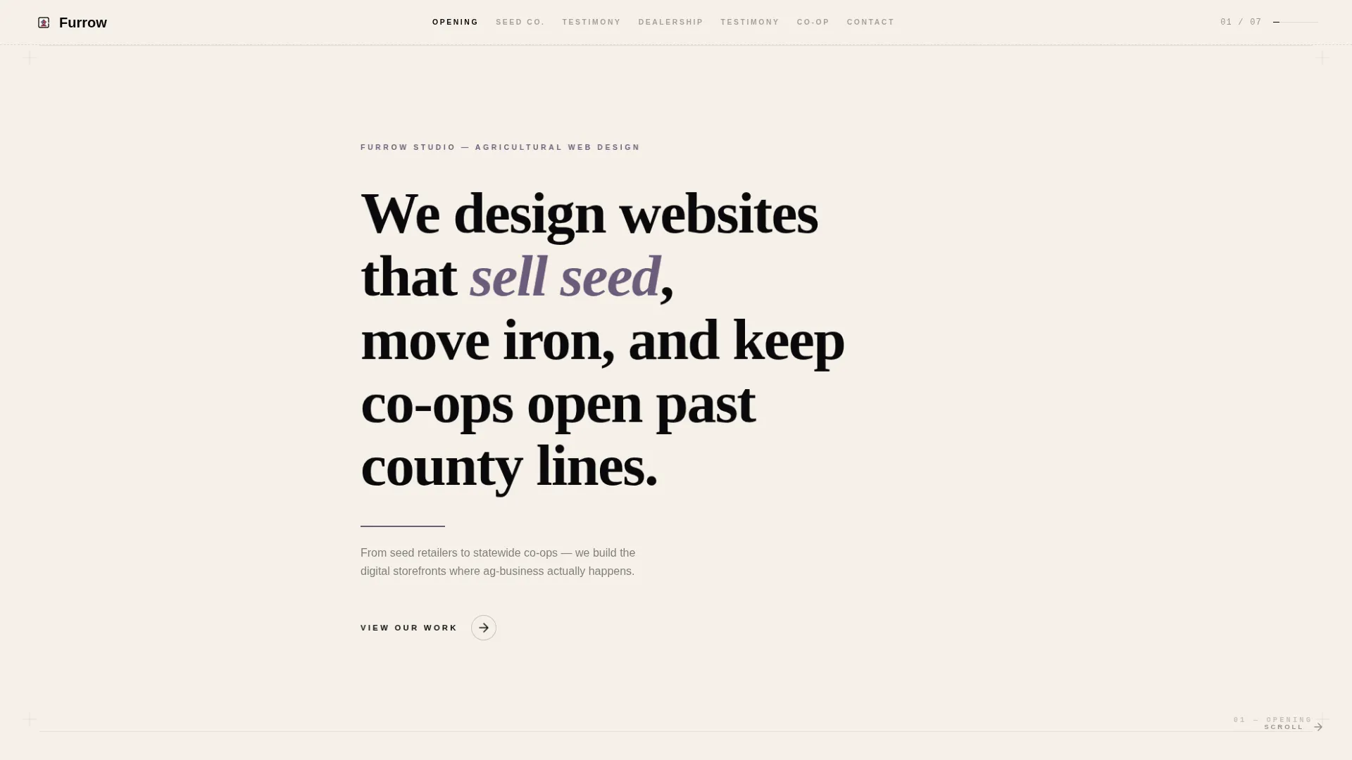 Agriculture Agency Horizontal Scroll Landing Page
