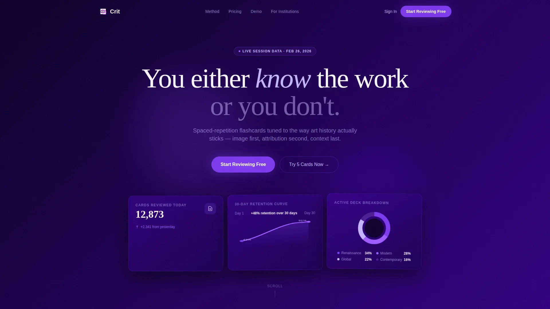 Fine Arts Flashcard App Landing Page Template