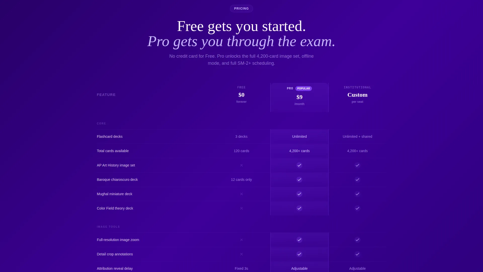 Fine Arts Flashcard App Landing Page Template