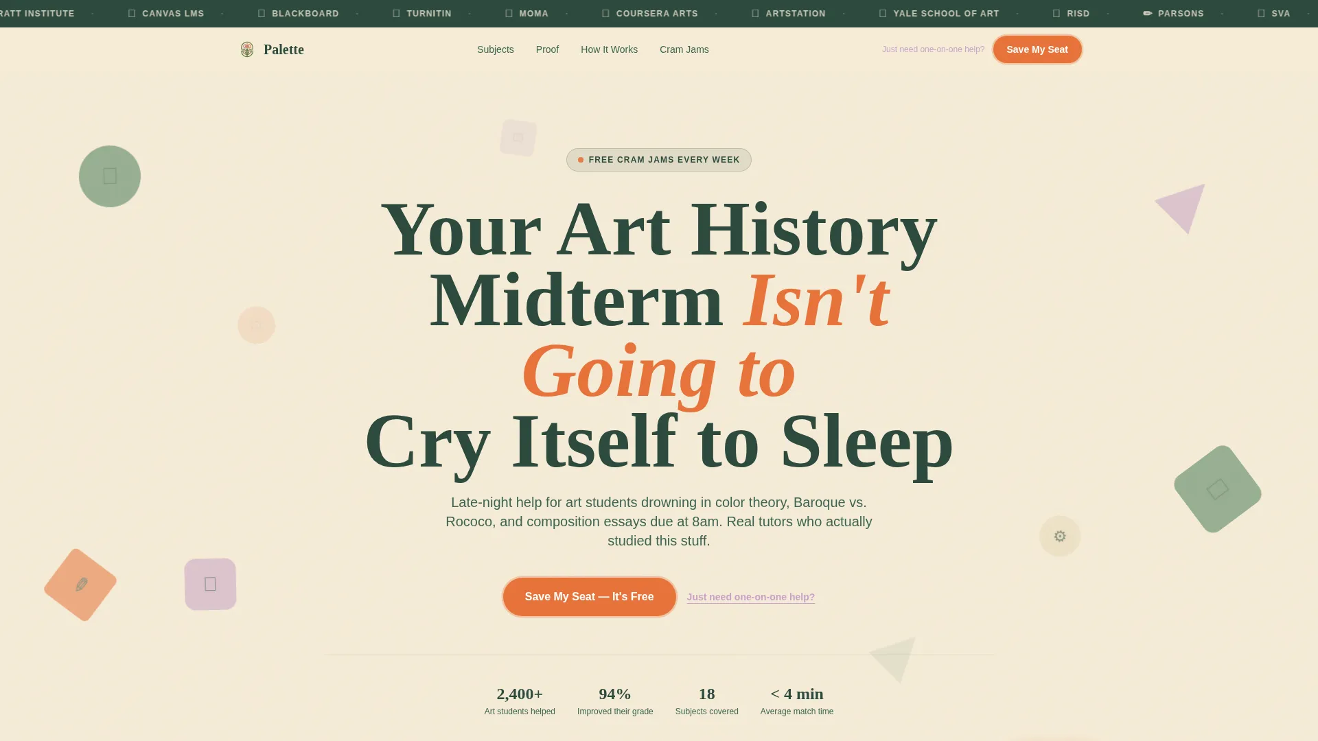 Fine Arts Homework Help Landing Page Template