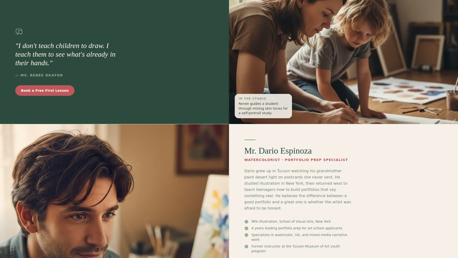 Fine Arts Tutoring Landing Page Template
