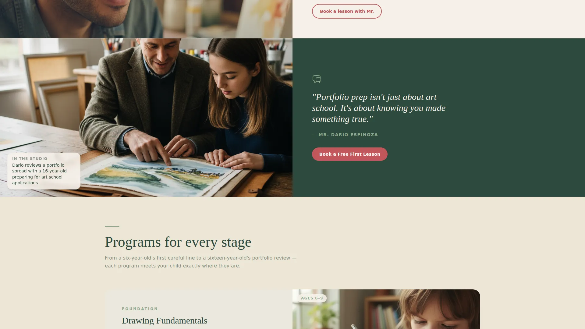 Fine Arts Tutoring Landing Page Template