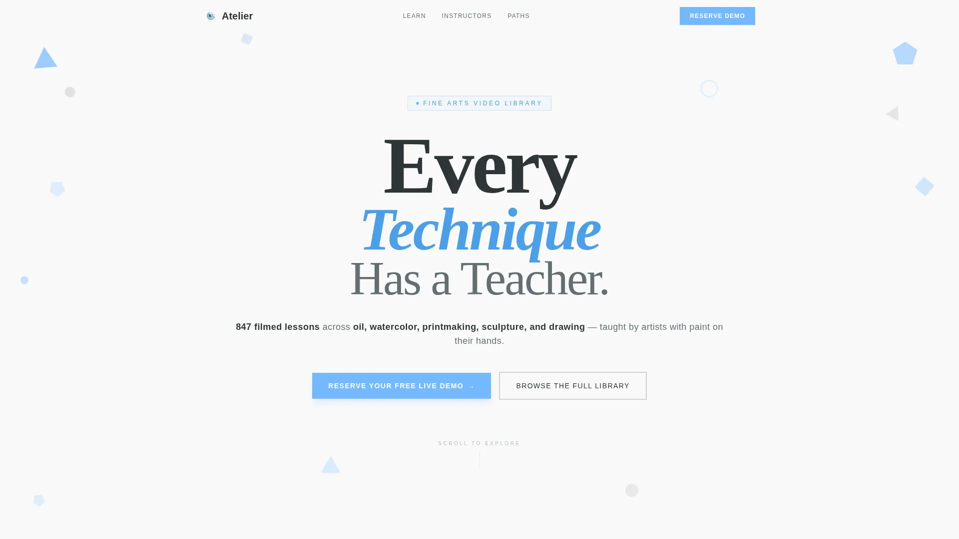 Fine Arts Video Lesson Library Landing Page