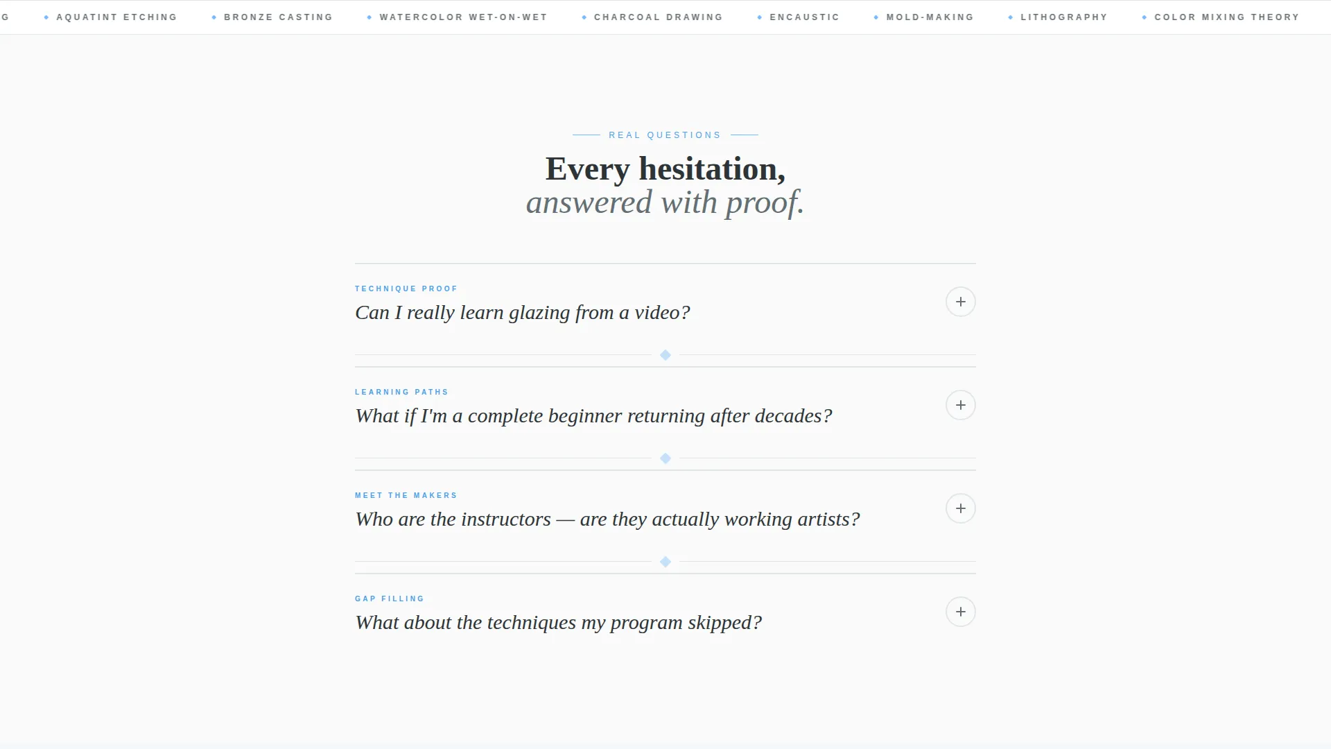 Fine Arts Video Lesson Library Landing Page