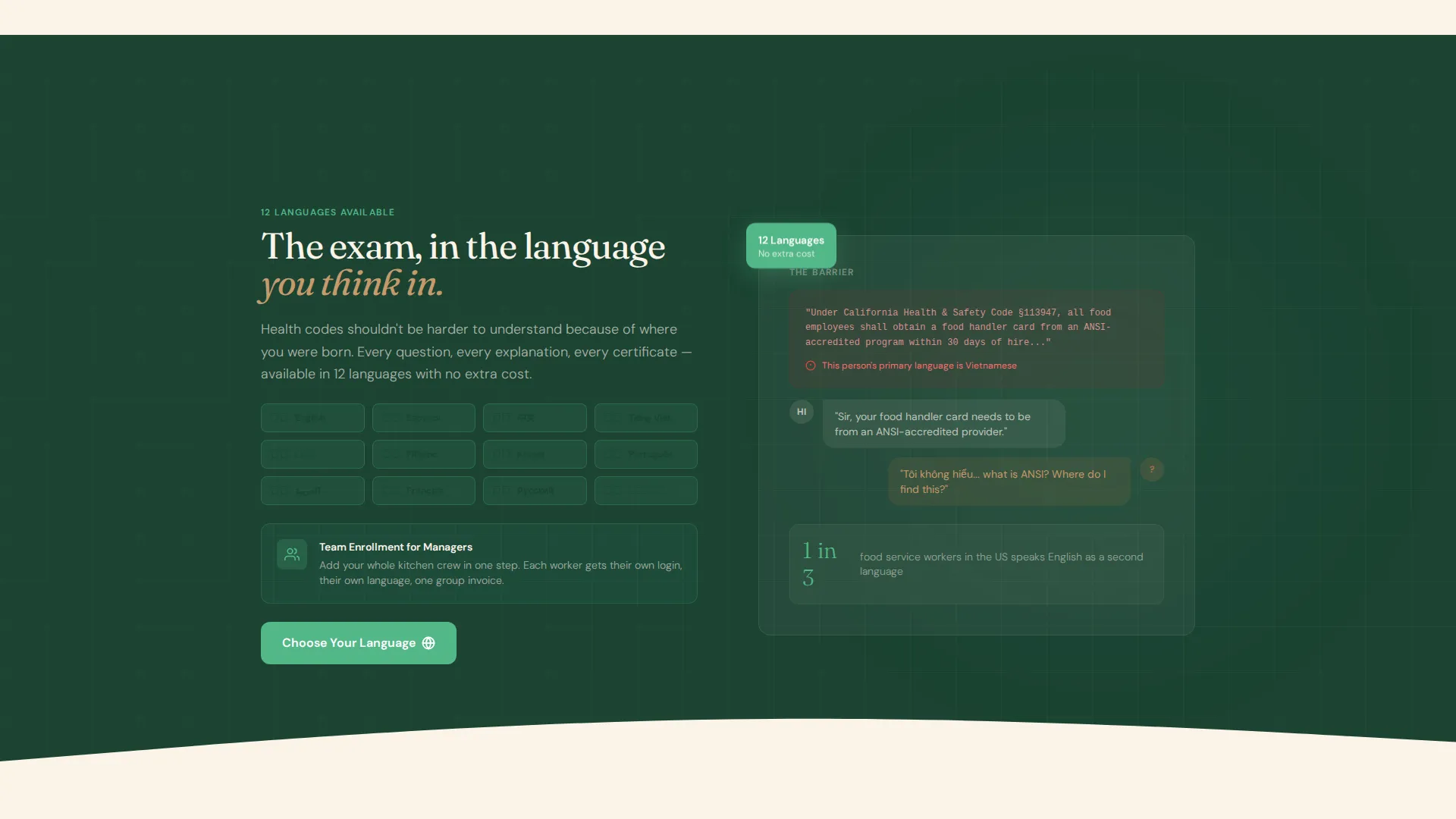 Food Handler Certification Landing Page Template