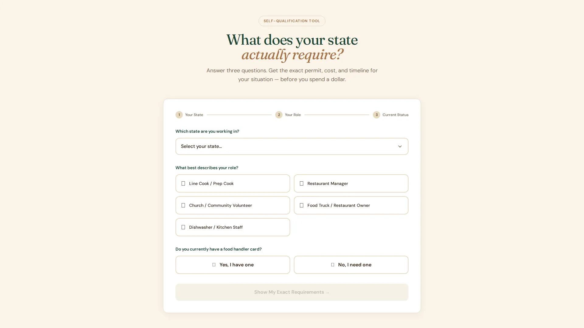 Food Handler Certification Landing Page Template