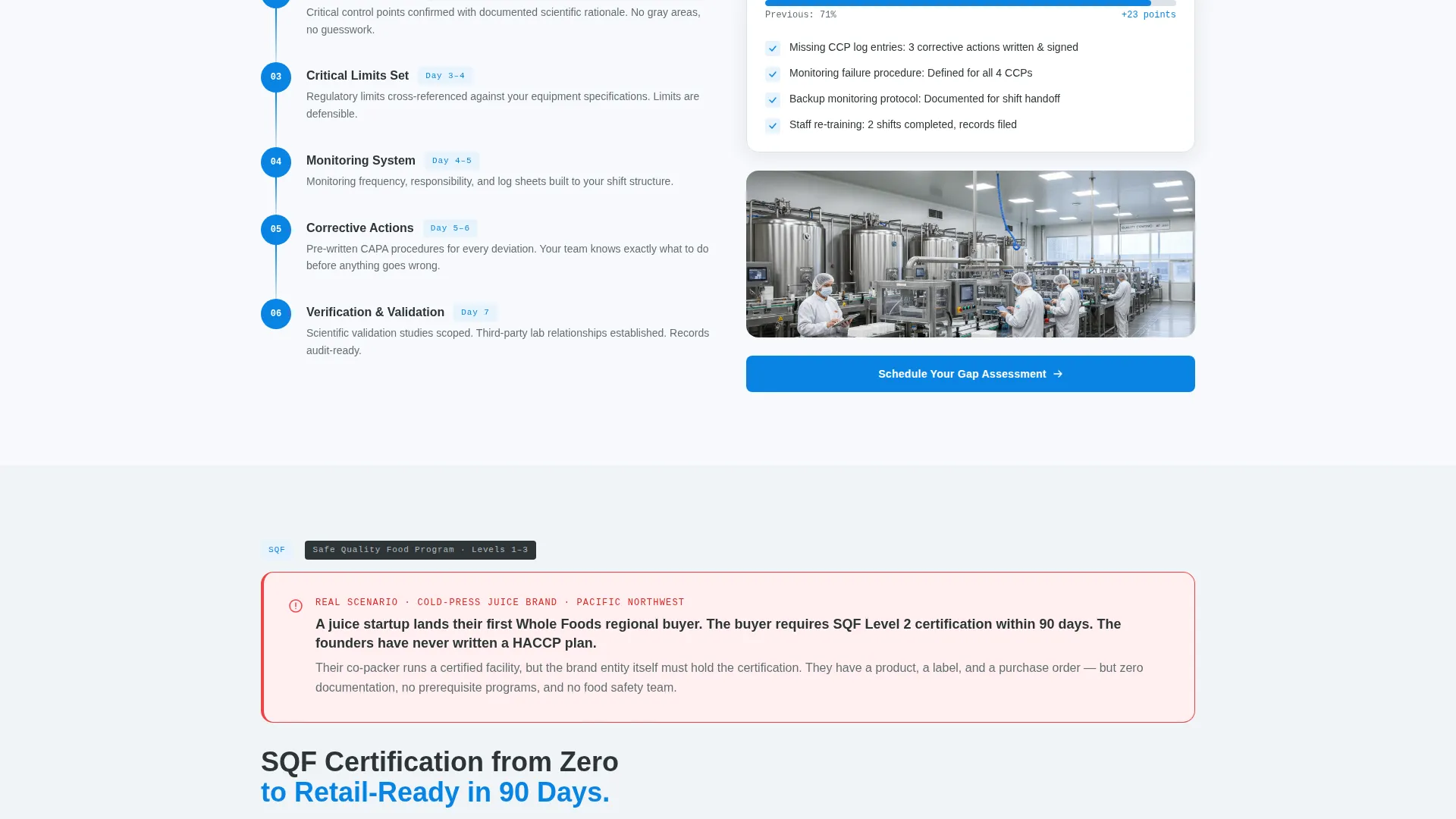 Food Safety Certification Consultancy Landing Page