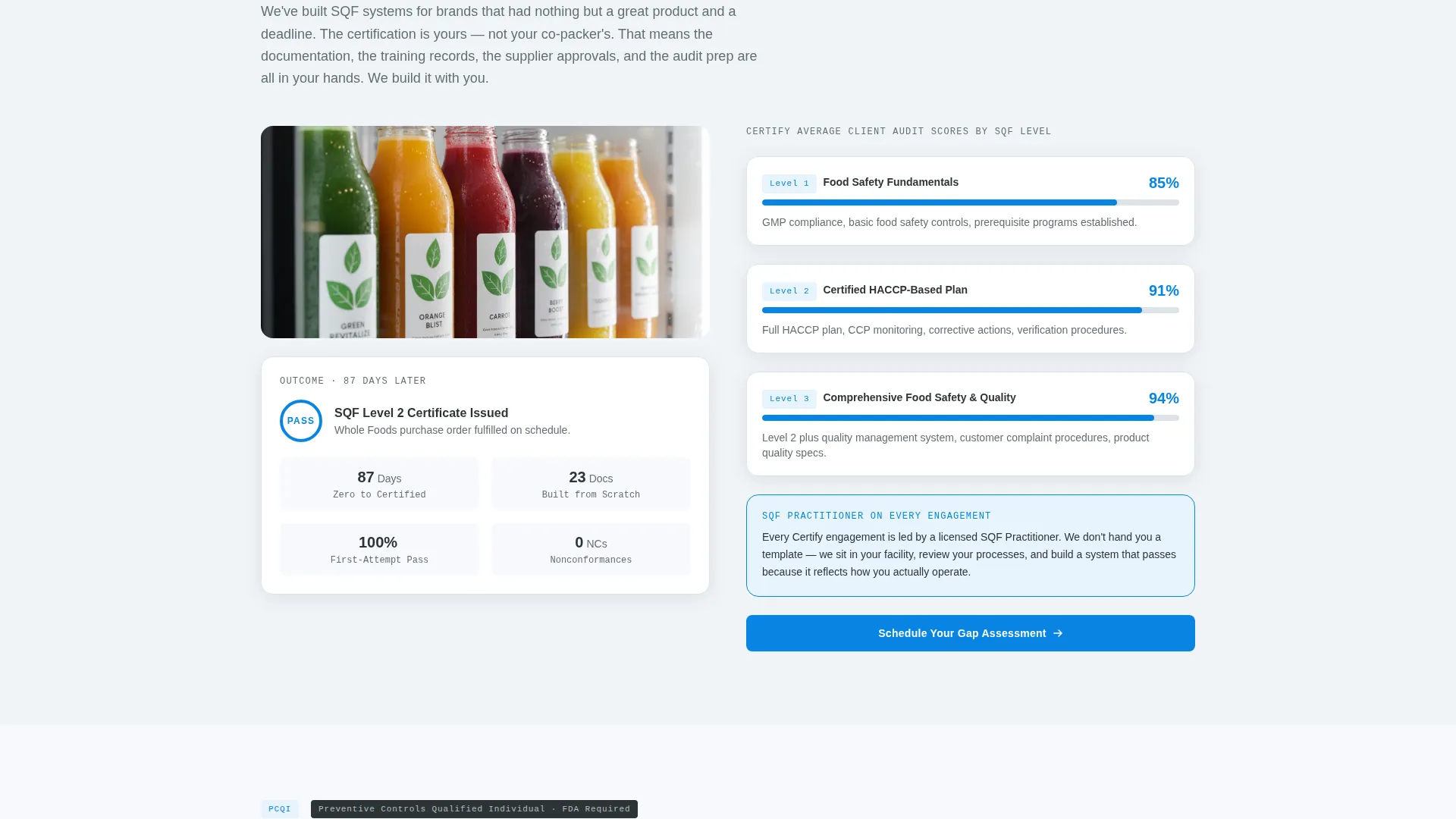 Food Safety Certification Consultancy Landing Page