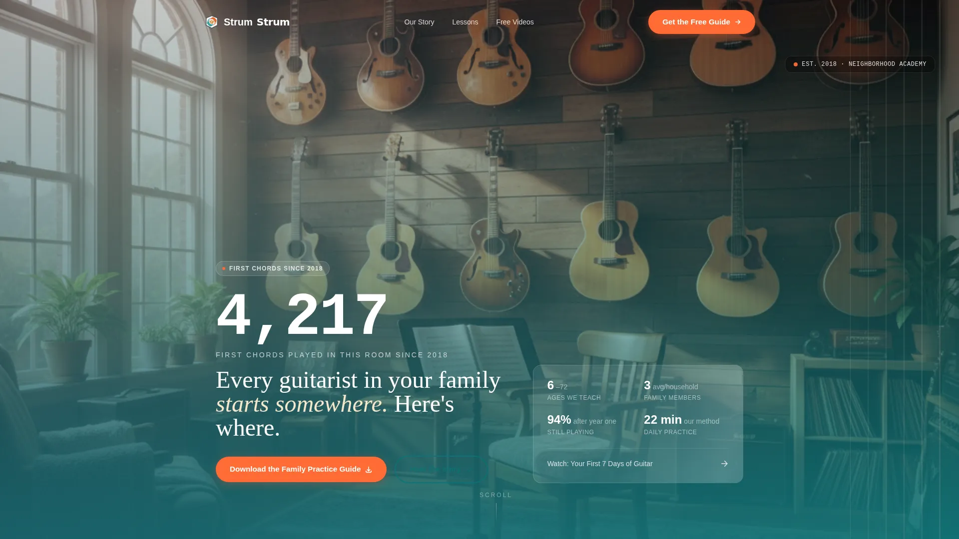 Guitar Academy Landing Page Template for Music Schools