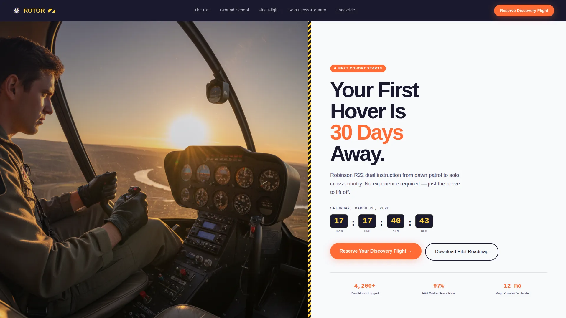 Helicopter Pilot Training Landing Page Template