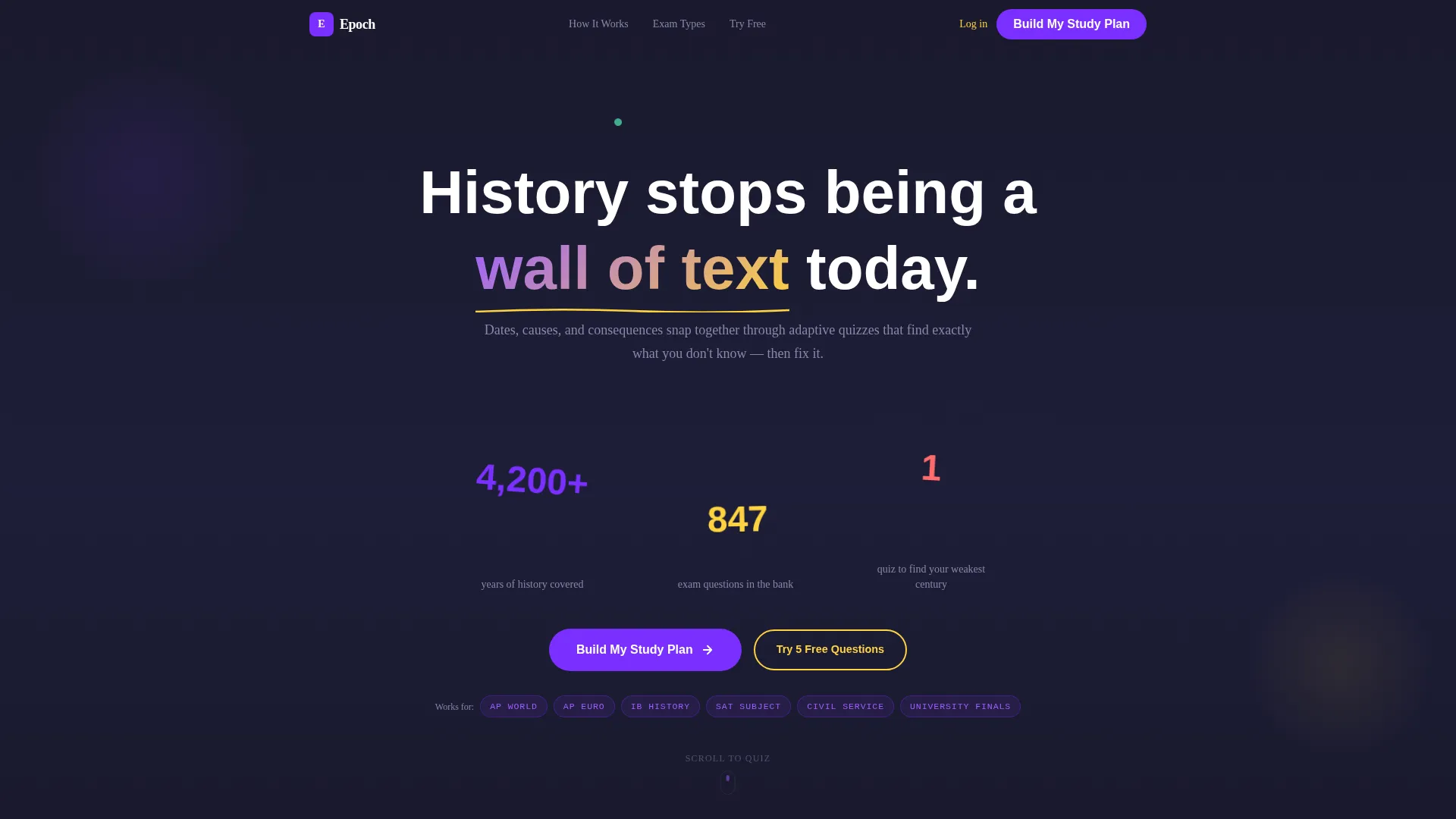 Interactive History Exam Prep Landing Page Template