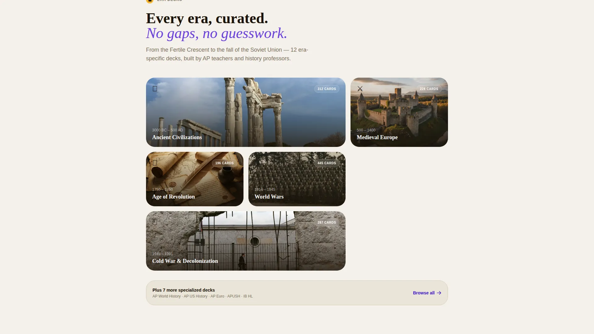 History Flashcard App Landing Page Template