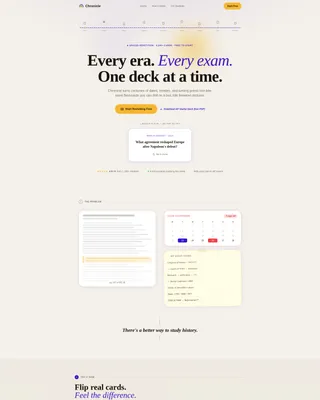 History Flashcard App Landing Page Template