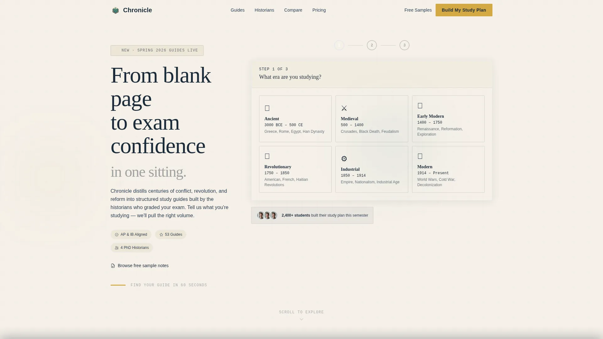 History Study Guide Landing Page Template