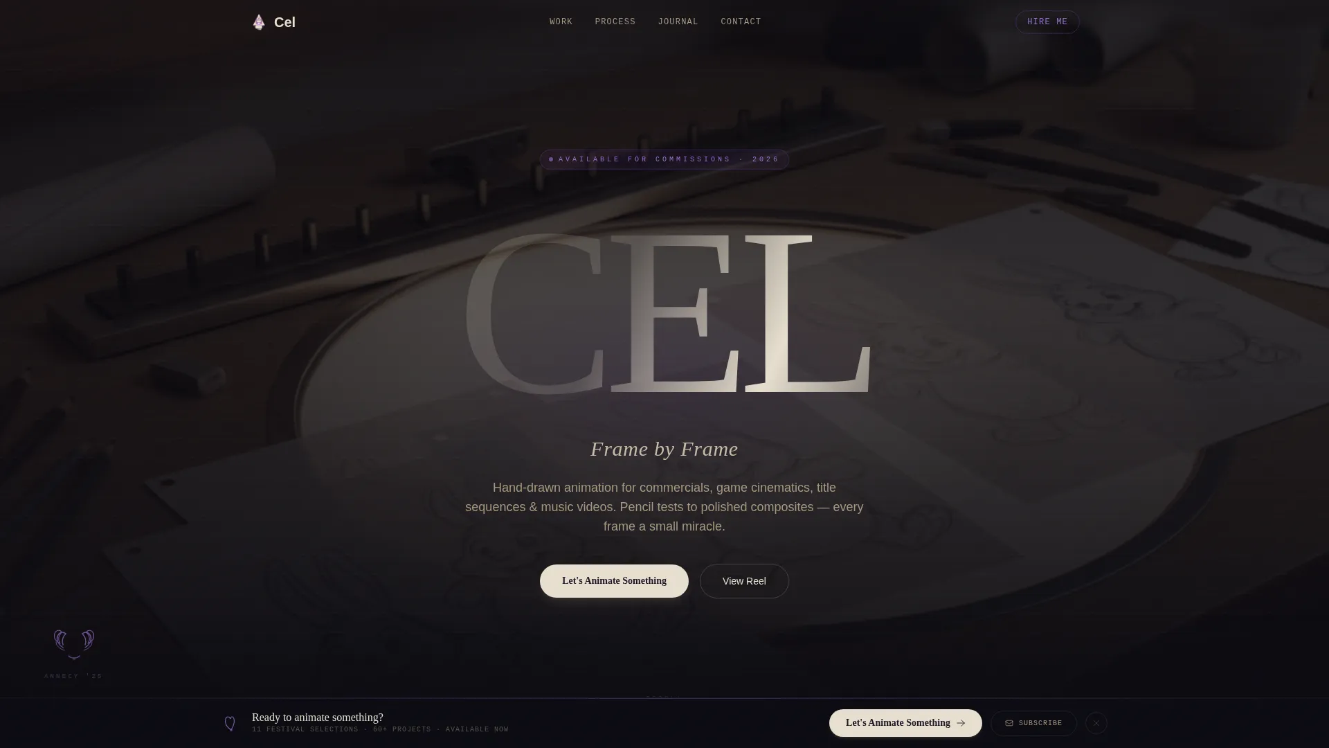 Award-Winning Animator Portfolio Landing Page Template